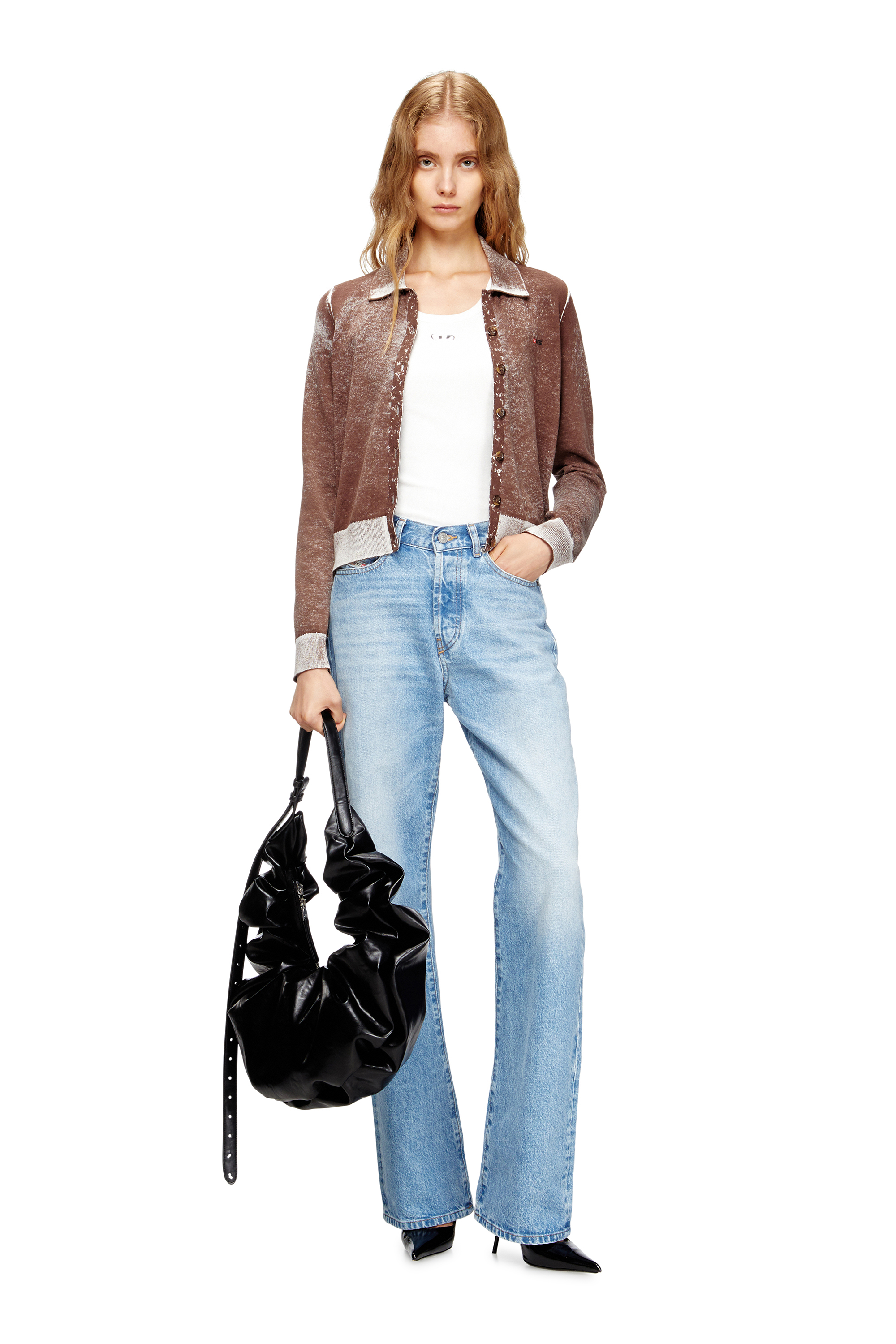 Diesel - GRAB-D HOBO L, Bolso hobo grande fruncido en PU brillante Mujer in Negro - 2