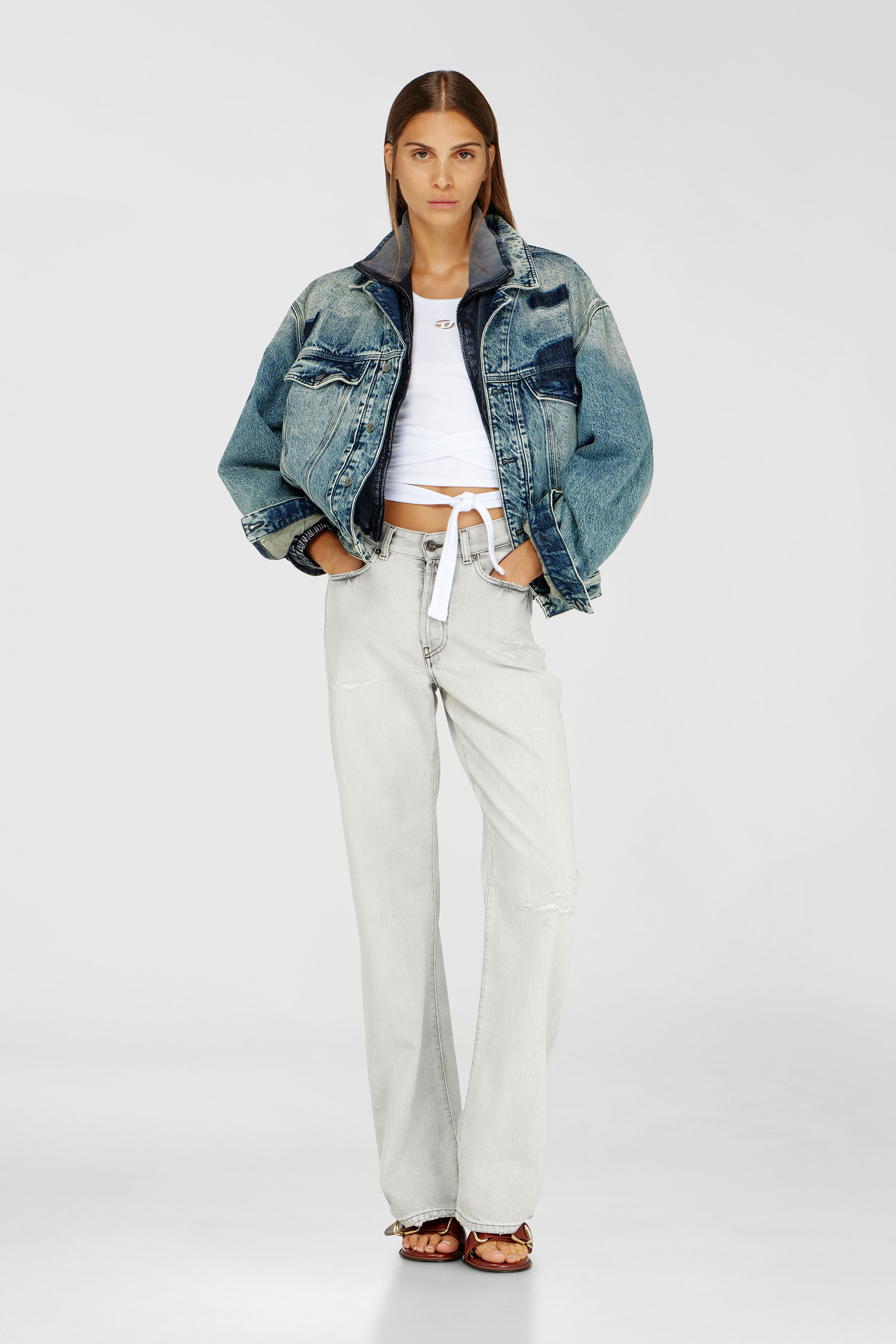 Diesel - T-ANKY-TAIL-S1, Crop top con cordones envolventes Mujer in Blanco - 2
