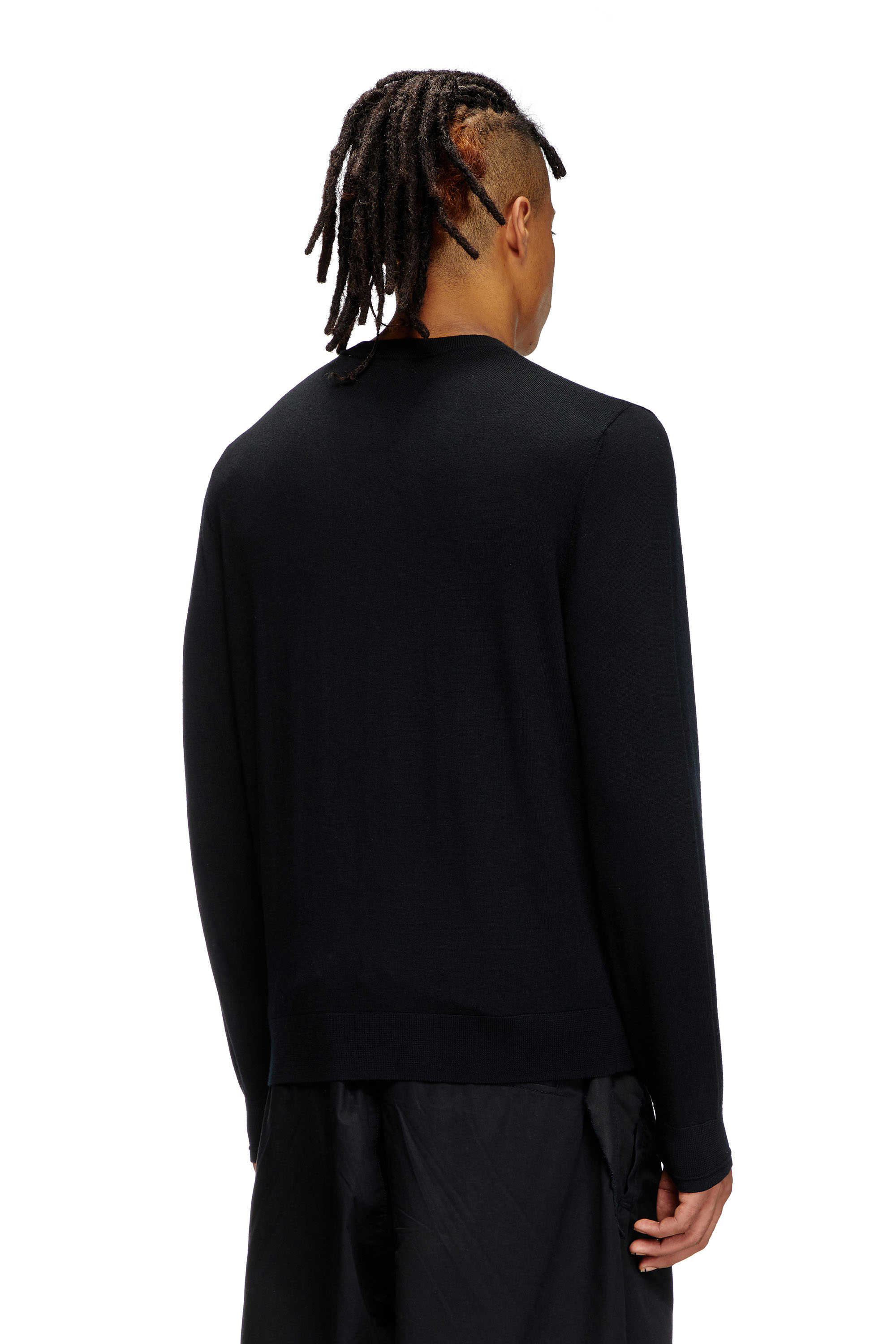 Diesel - K-VALIAM, Jersey de lana con logotipo recortado Hombre in Negro - 4