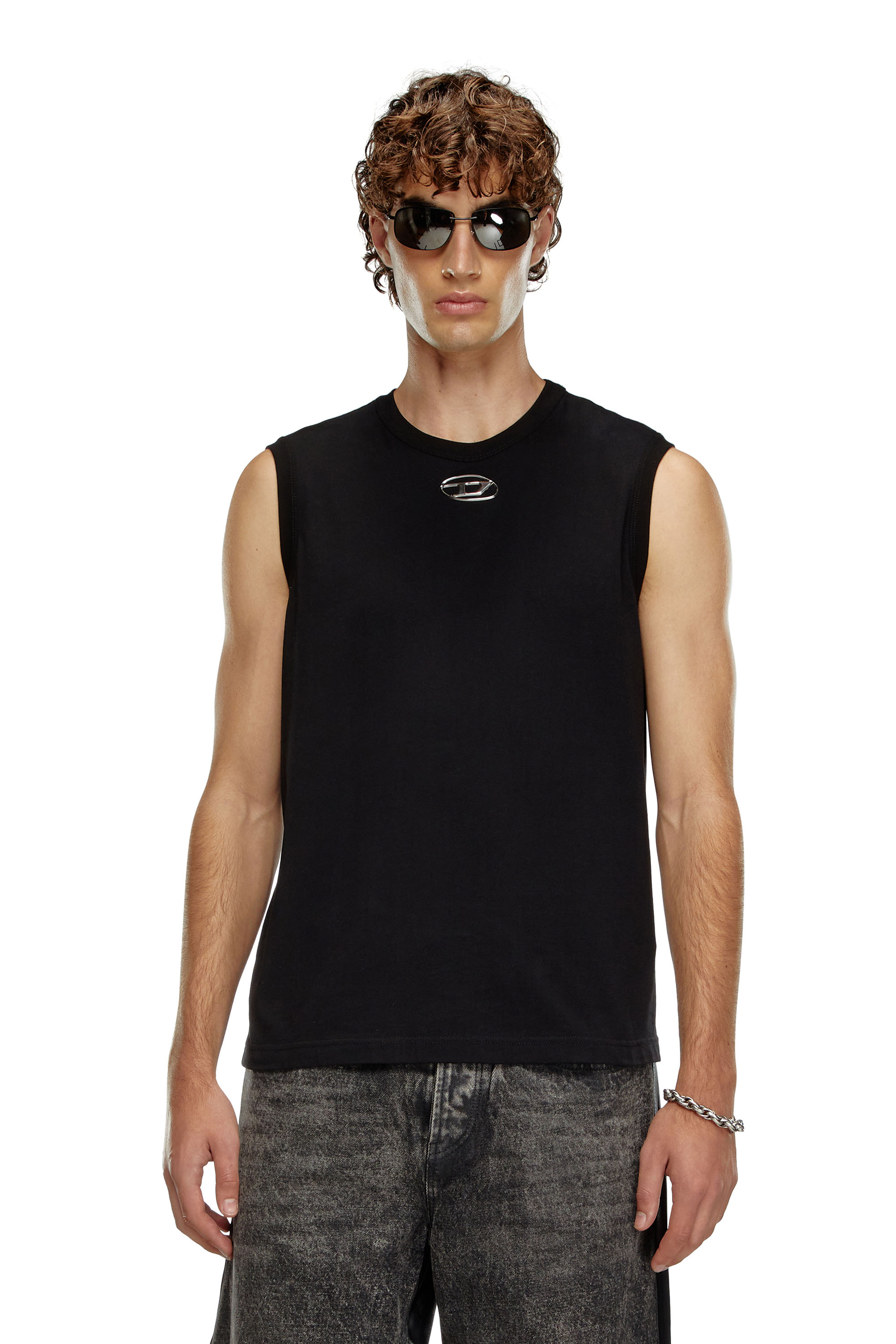 Diesel - T-BISCO-OD, Hombre Camiseta sin mangas con Oval D moldeado por inyección in Negro - Image 1