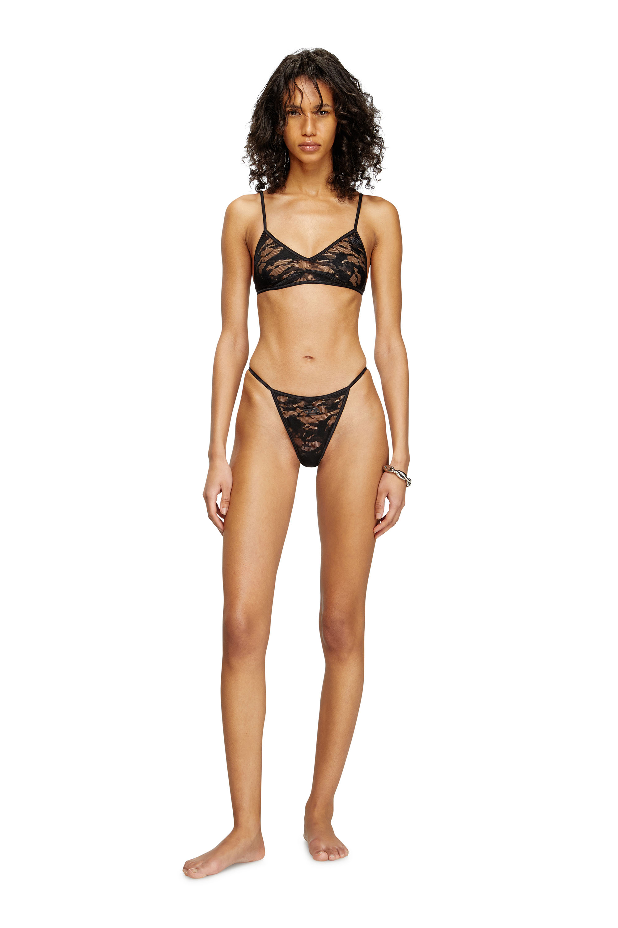 Diesel - BEATRIX-UTLT, Tanga de encaje elástico de camuflaje Mujer in Negro - 1