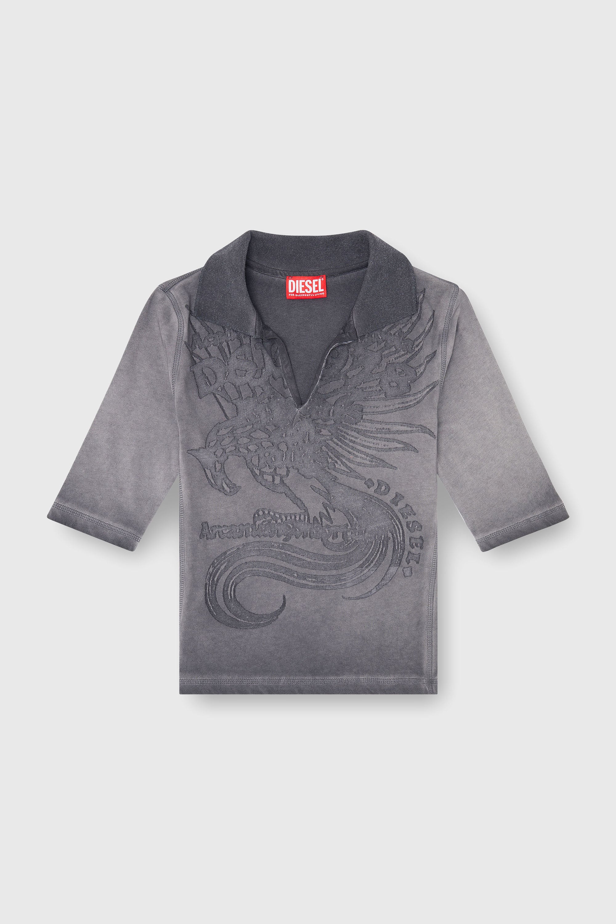 Diesel - T-BEA, Polo slim con estampado d&eacute;vor&eacute; Mujer in Gris - 2