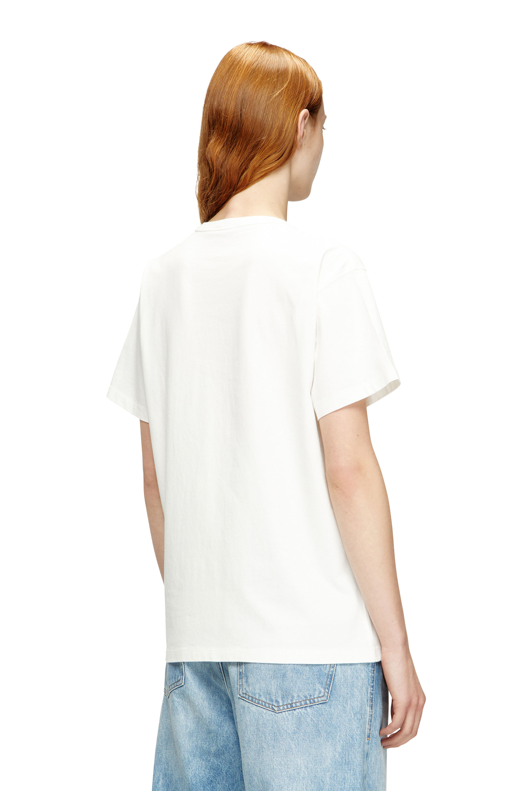 Diesel - T-NORMY-OD-S1, Camiseta de algodón con Oval D metálico Mujer in Blanco - 4