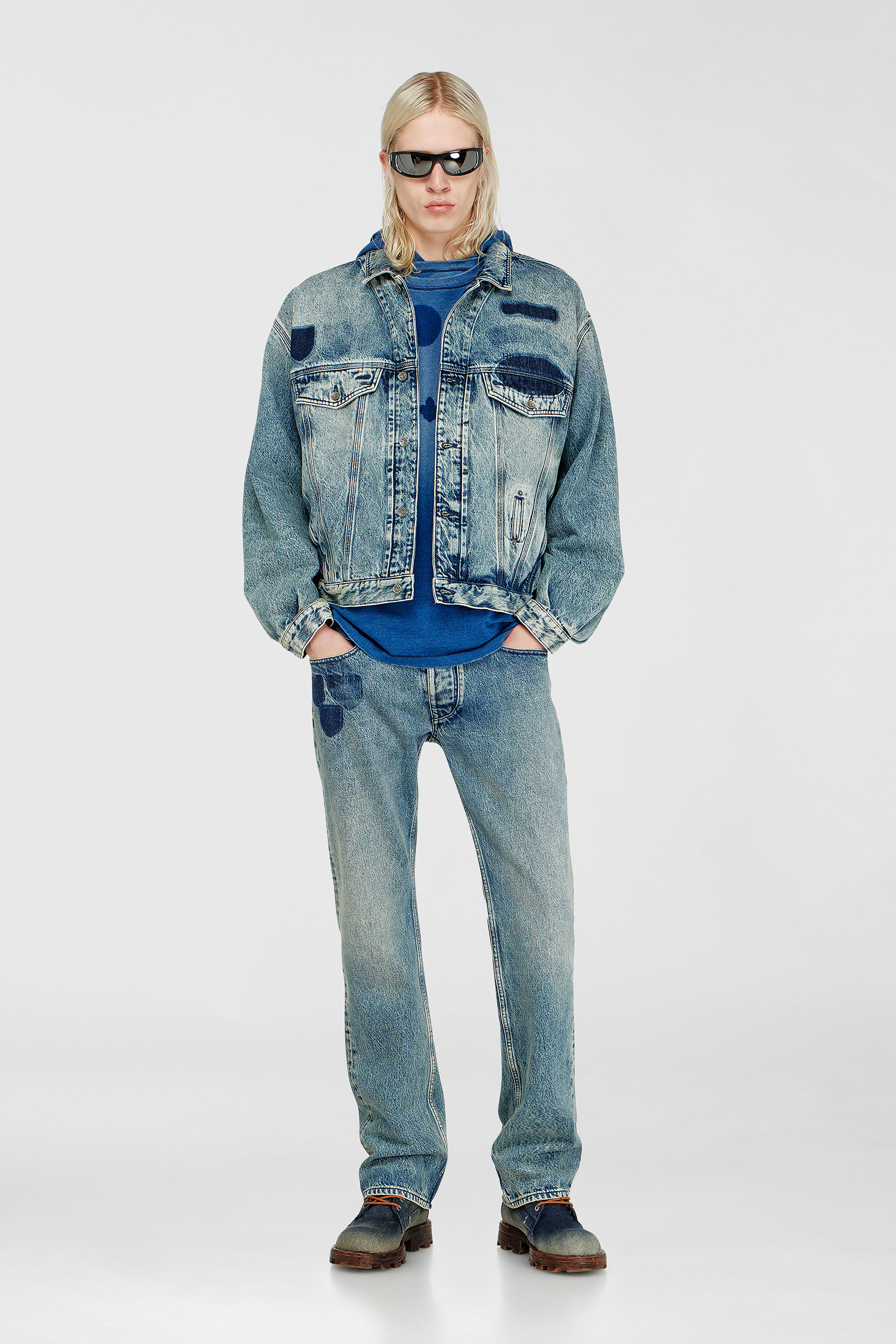 Diesel - T-NOX, Camiseta con parches efecto sombra Hombre in Azul marino - 2