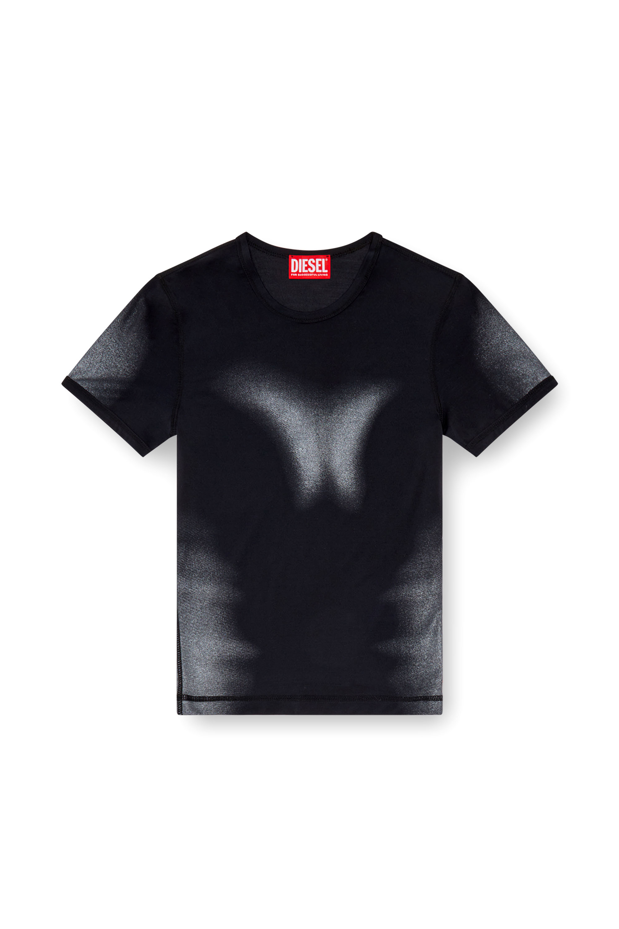 Diesel - T-ANESSA, Mujer Camiseta con efectos metálicos in Negro - Image 3