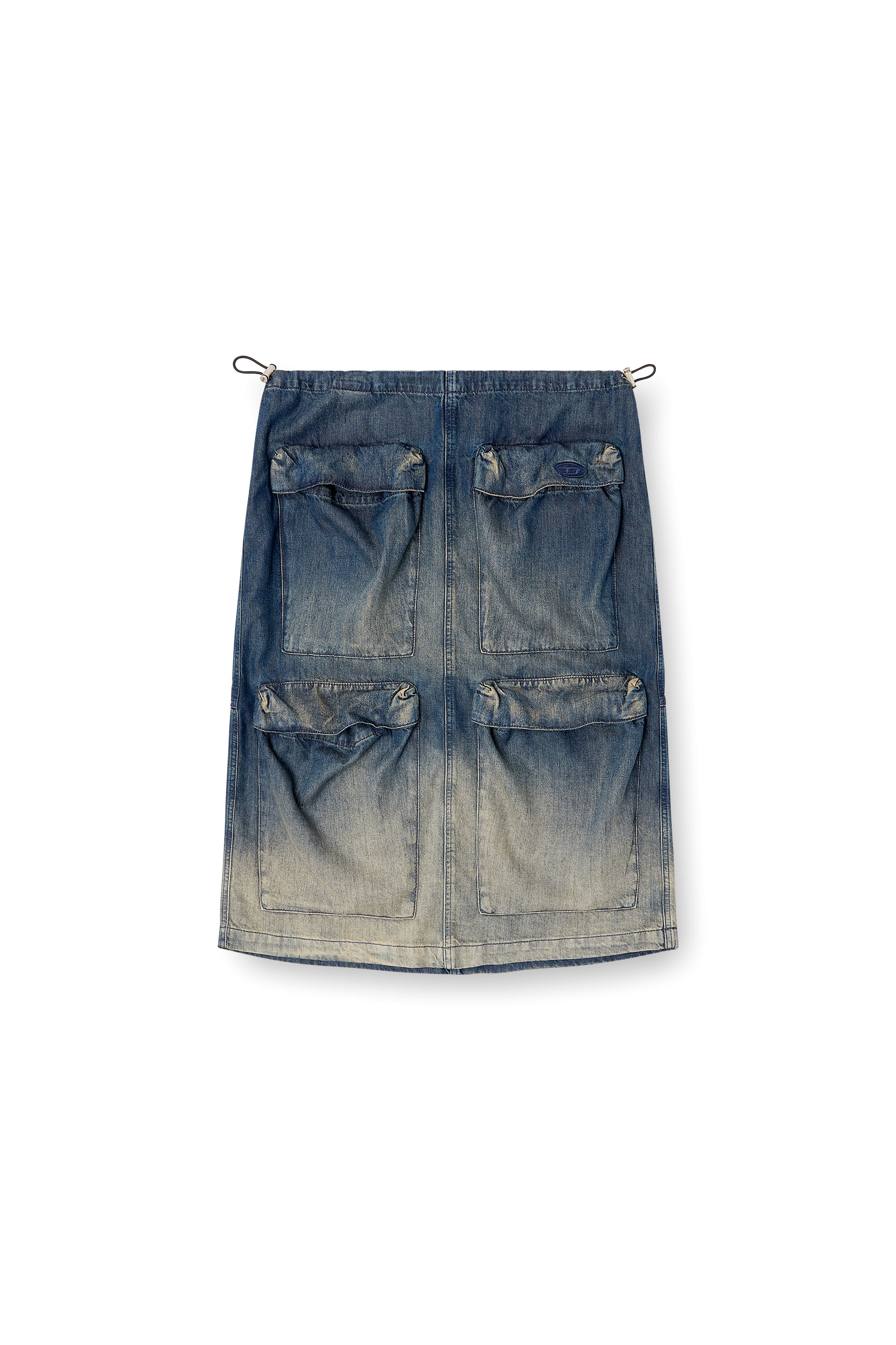 Diesel - DE-MEGI-S, Falda midi de denim degradado fluido Mujer in Azul marino - 3