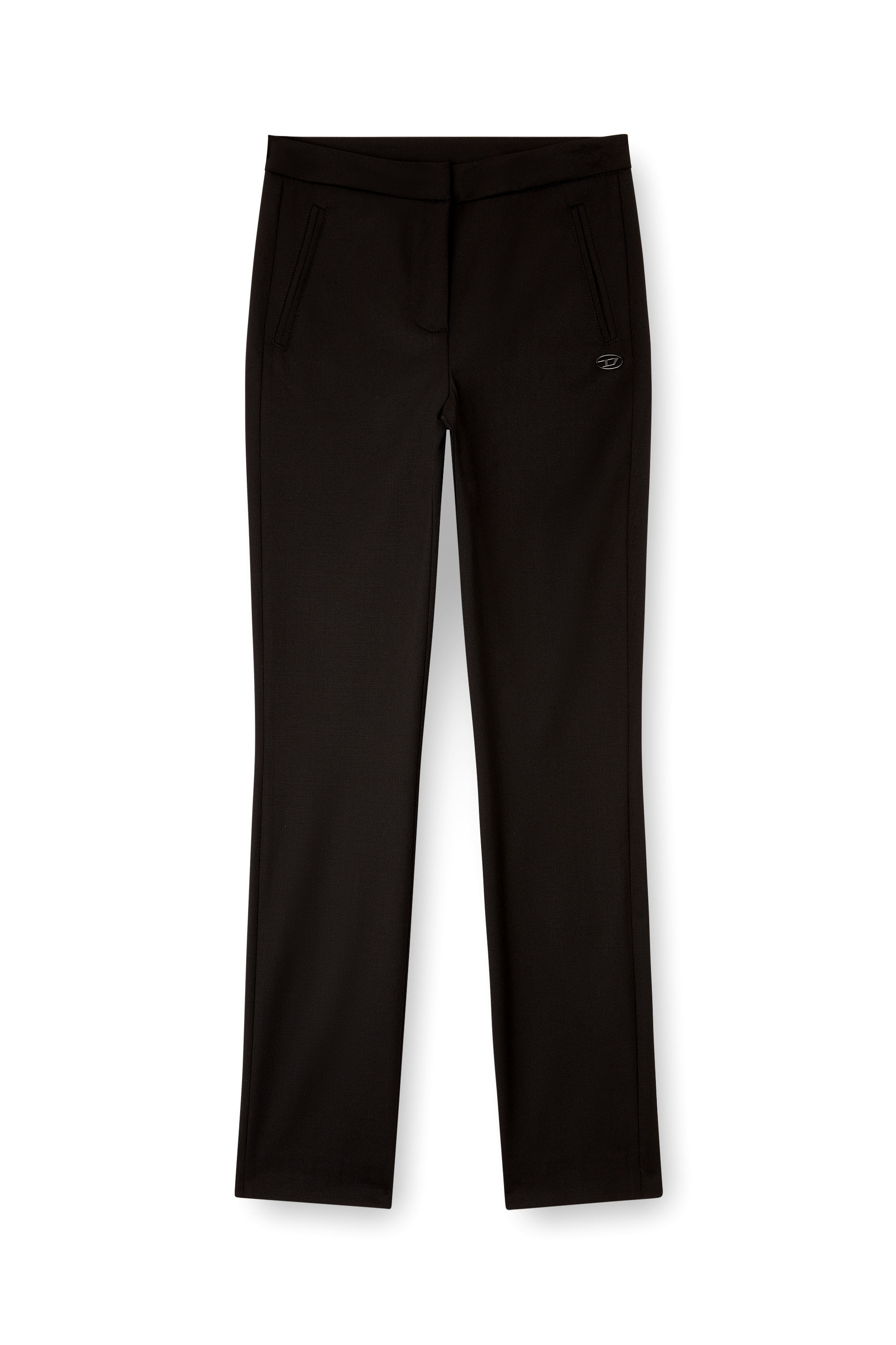 Diesel - P-LACER-R2, Pantalones de mezcla de lana con bolsillos de ribete Mujer in Negro - 3