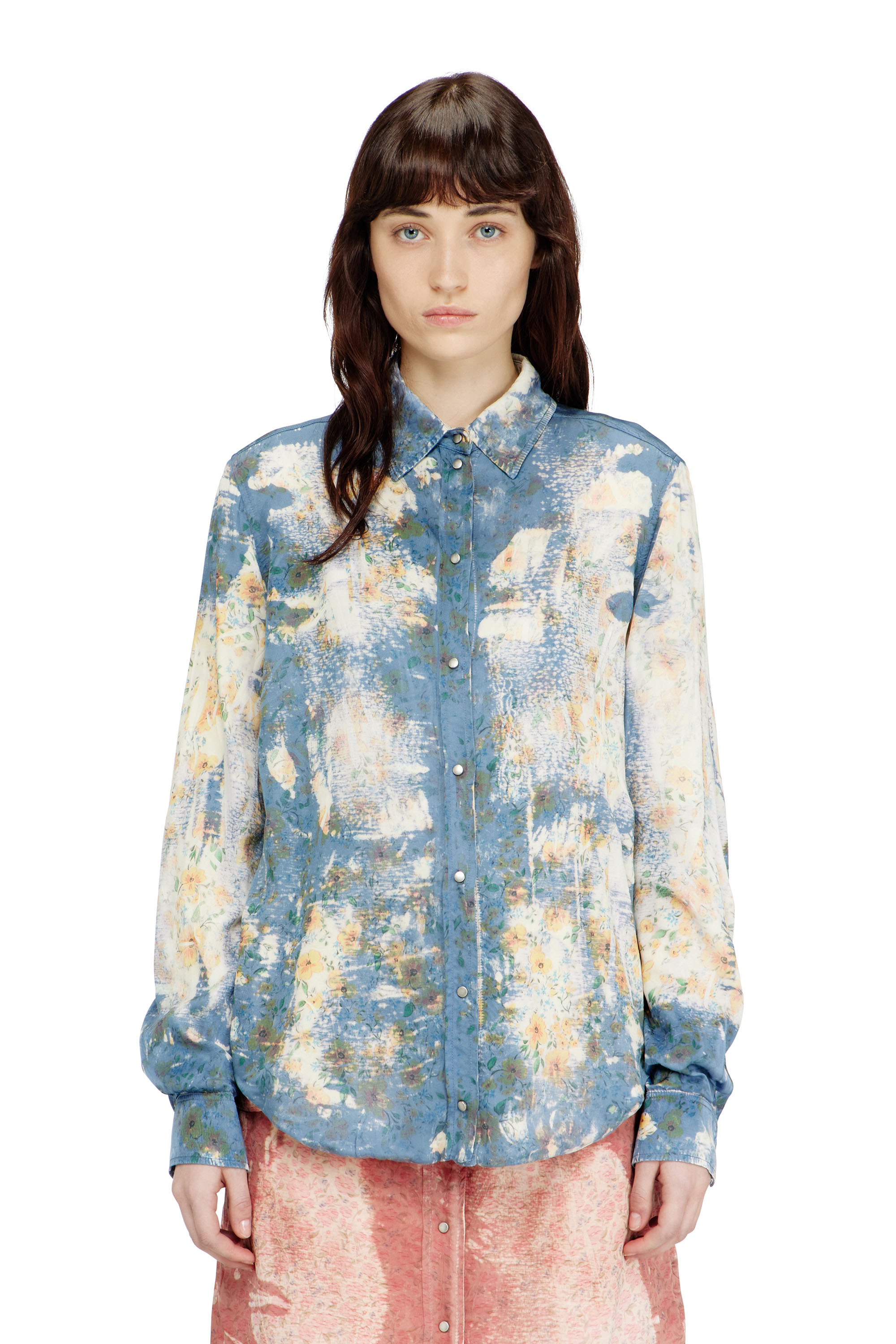 Diesel - C-ASSY, Camisa con efecto de rayos X floral Mujer in Azul marino - 1