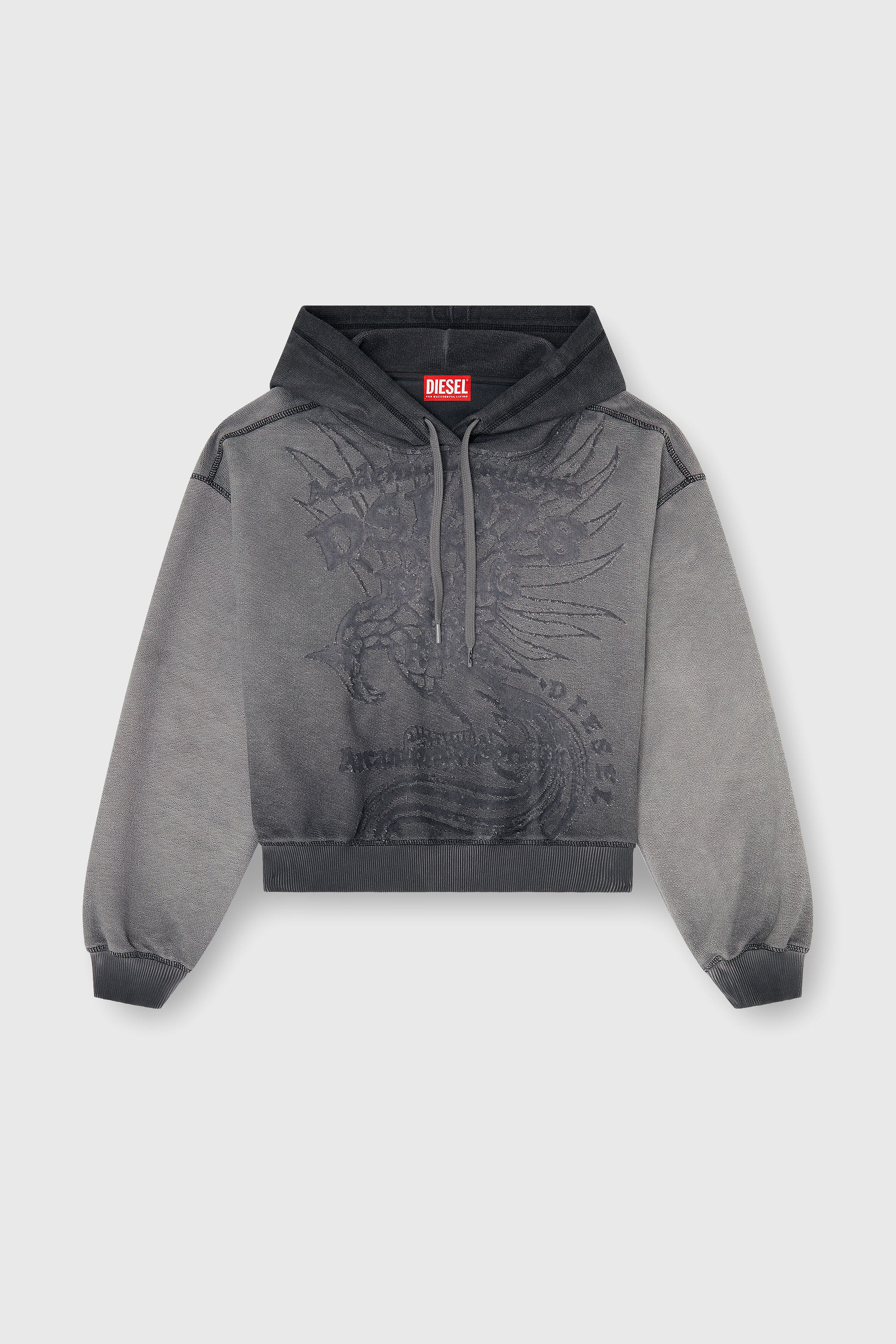 Diesel - F-SUNNY-HOOD, Sudadera con estampado d&eacute;vor&eacute; Mujer in Gris - 2