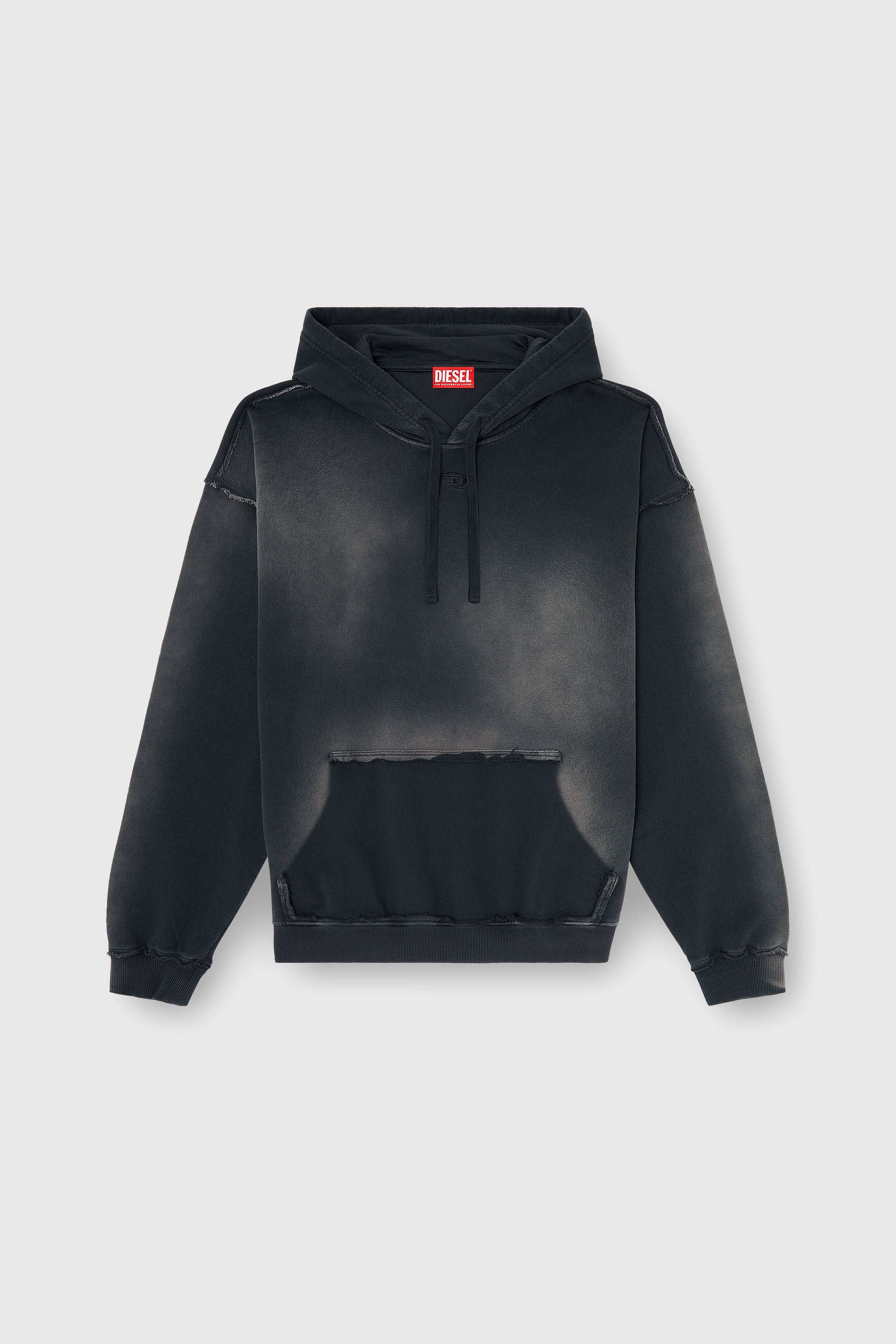 Diesel - S-POCK-HOOD, Sudadera de algod&oacute;n descolorida con detalles deshilachados Hombre in Multicolor - 2