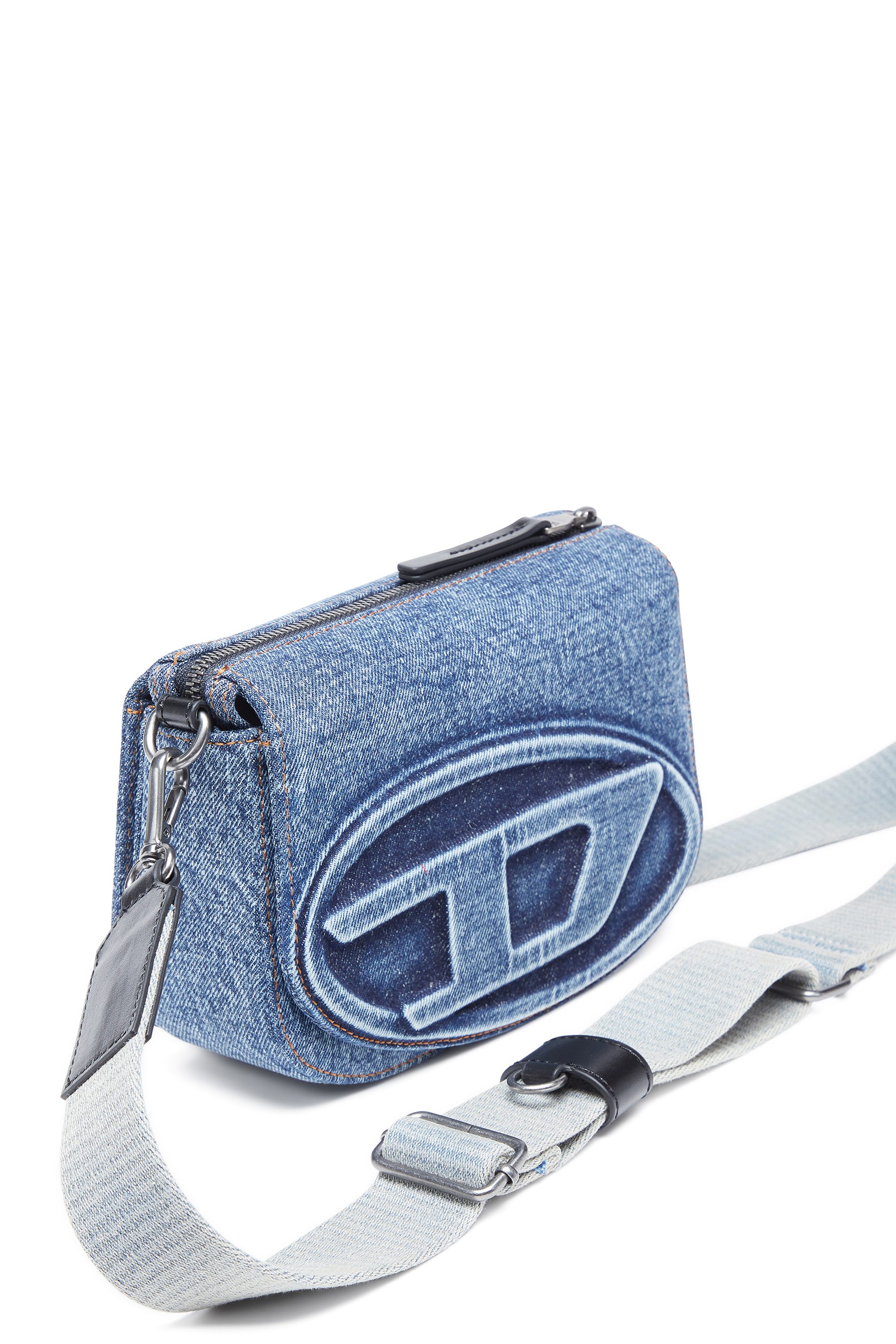 Diesel - 1DR CAMERA BAG, Bolso tipo cámara de denim solarizado Unisex in Azul marino - 4