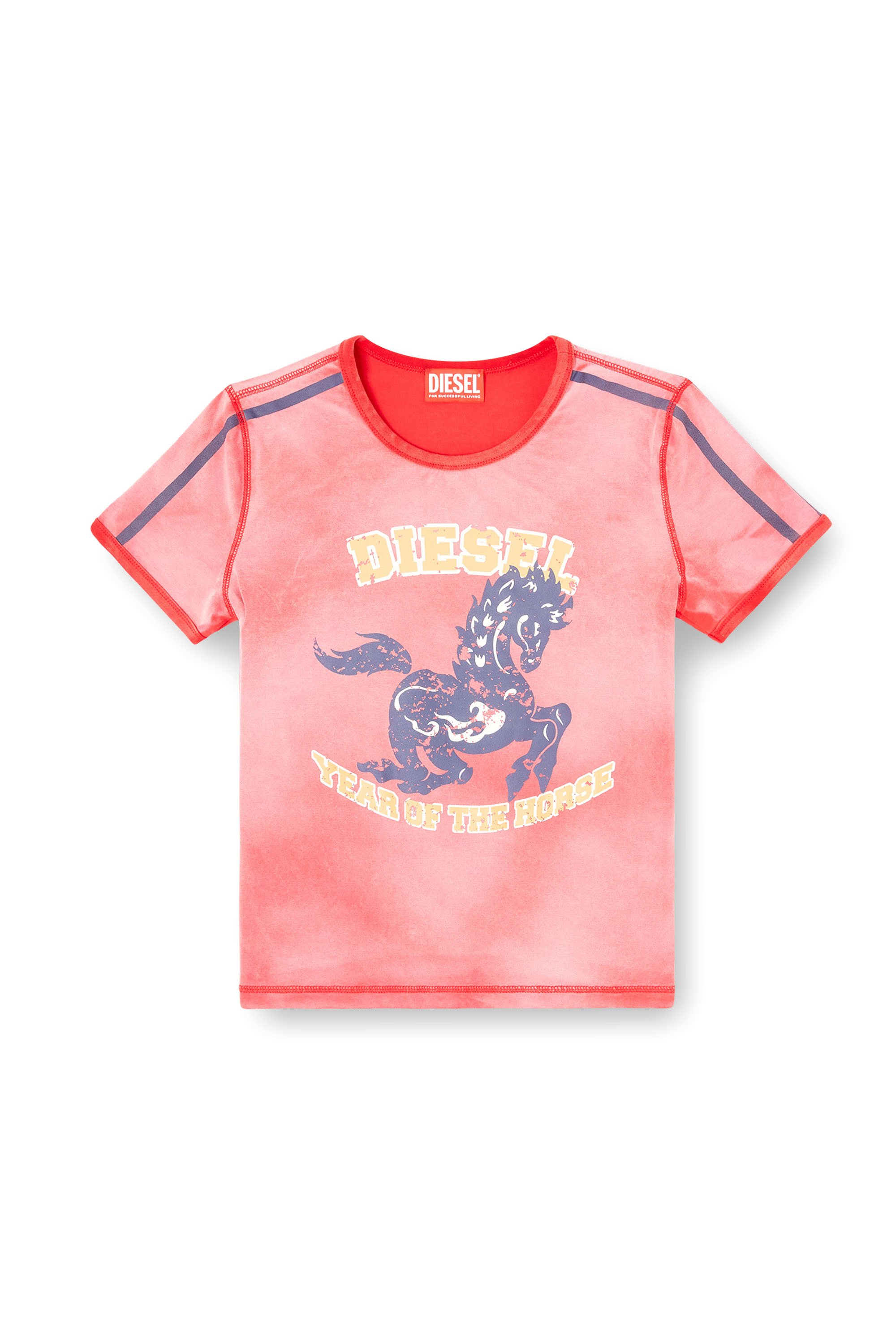 Diesel - CL-T-UNCUTIE-HORSE, Camiseta el&aacute;stica de algod&oacute;n con estampado gr&aacute;fico de caballo Mujer in Rojo - 3