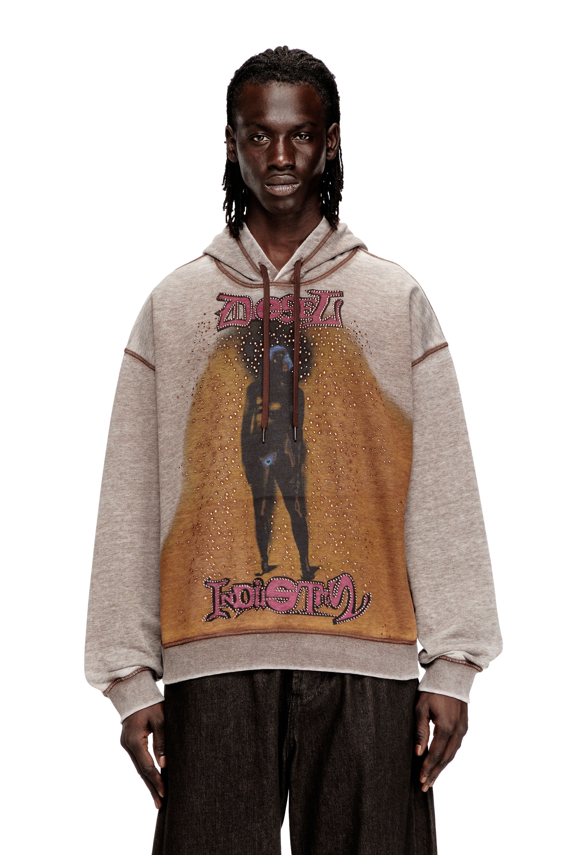 Diesel - S-BOXTON-HOOD, Sudadera con capucha con estampado y tachuelas Hombre in ToBeDefined - 1