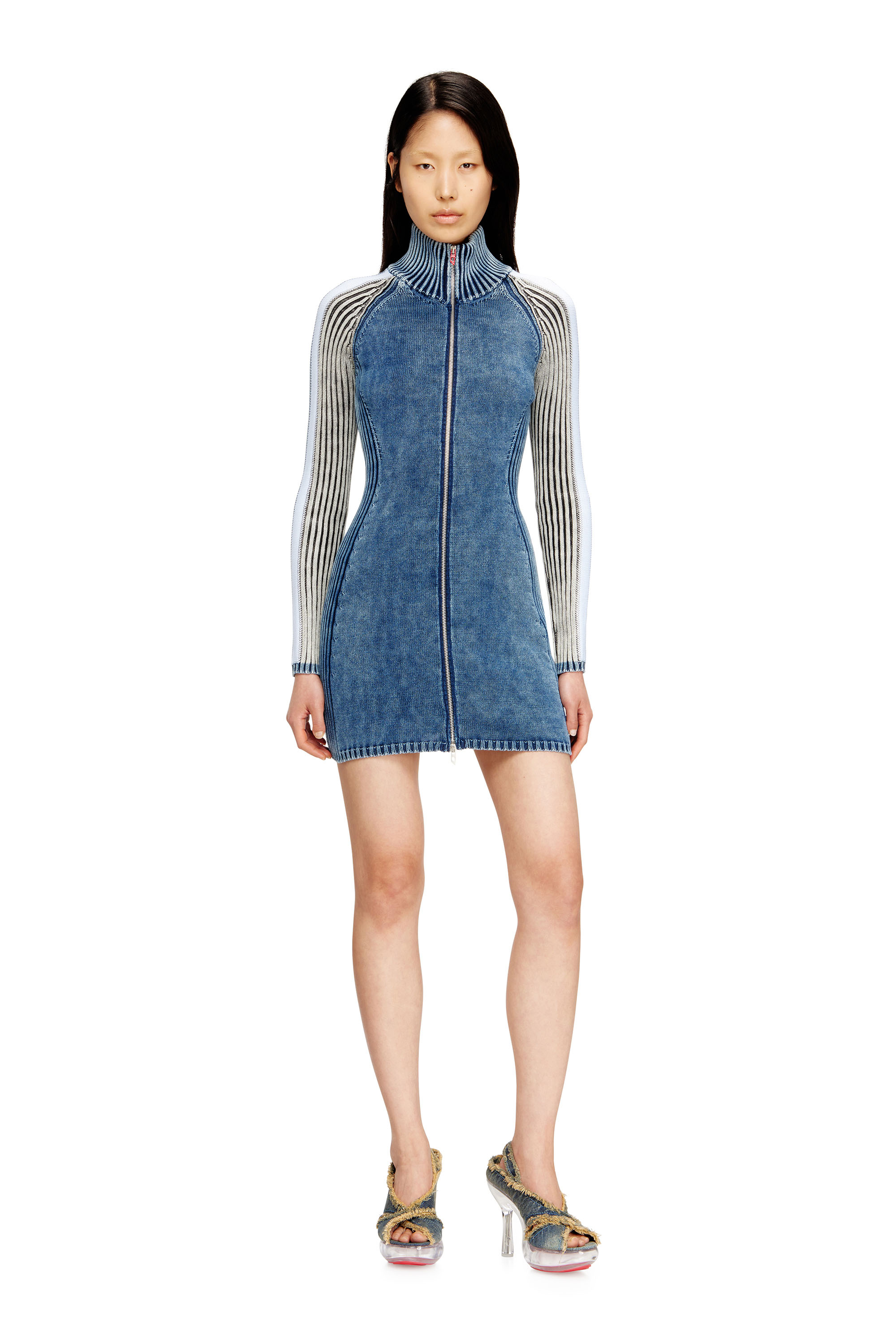 Diesel - M-ESTELLE, Vestido corto de cuello alto en tejido índigo Mujer in ToBeDefined - 2