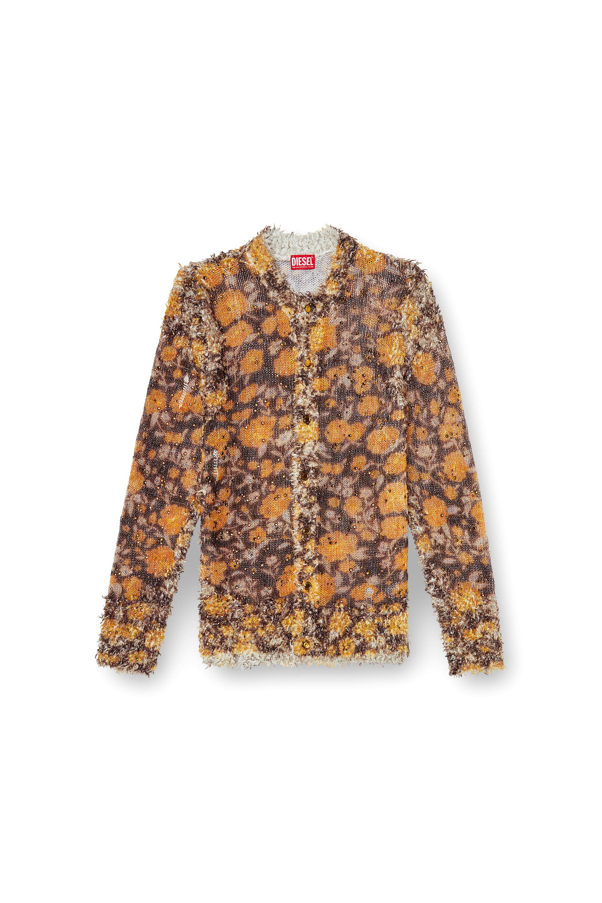 Diesel - K-LINNUS, C&aacute;rdigan de mezcla de lino estampado con cristales Hombre in Multicolor - 3