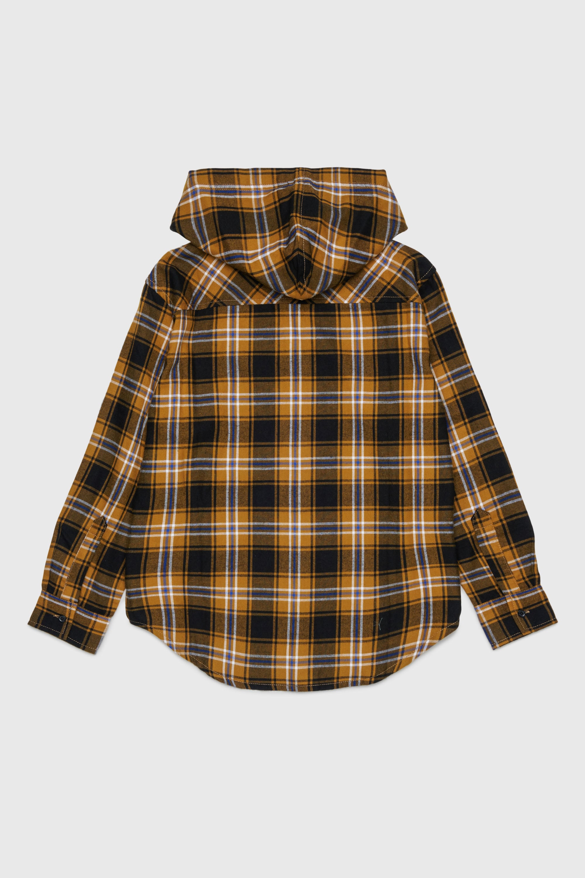 Diesel - CHECK OVER, Man's Hooded check shirt with Oval D embroidery in Brown - 2
