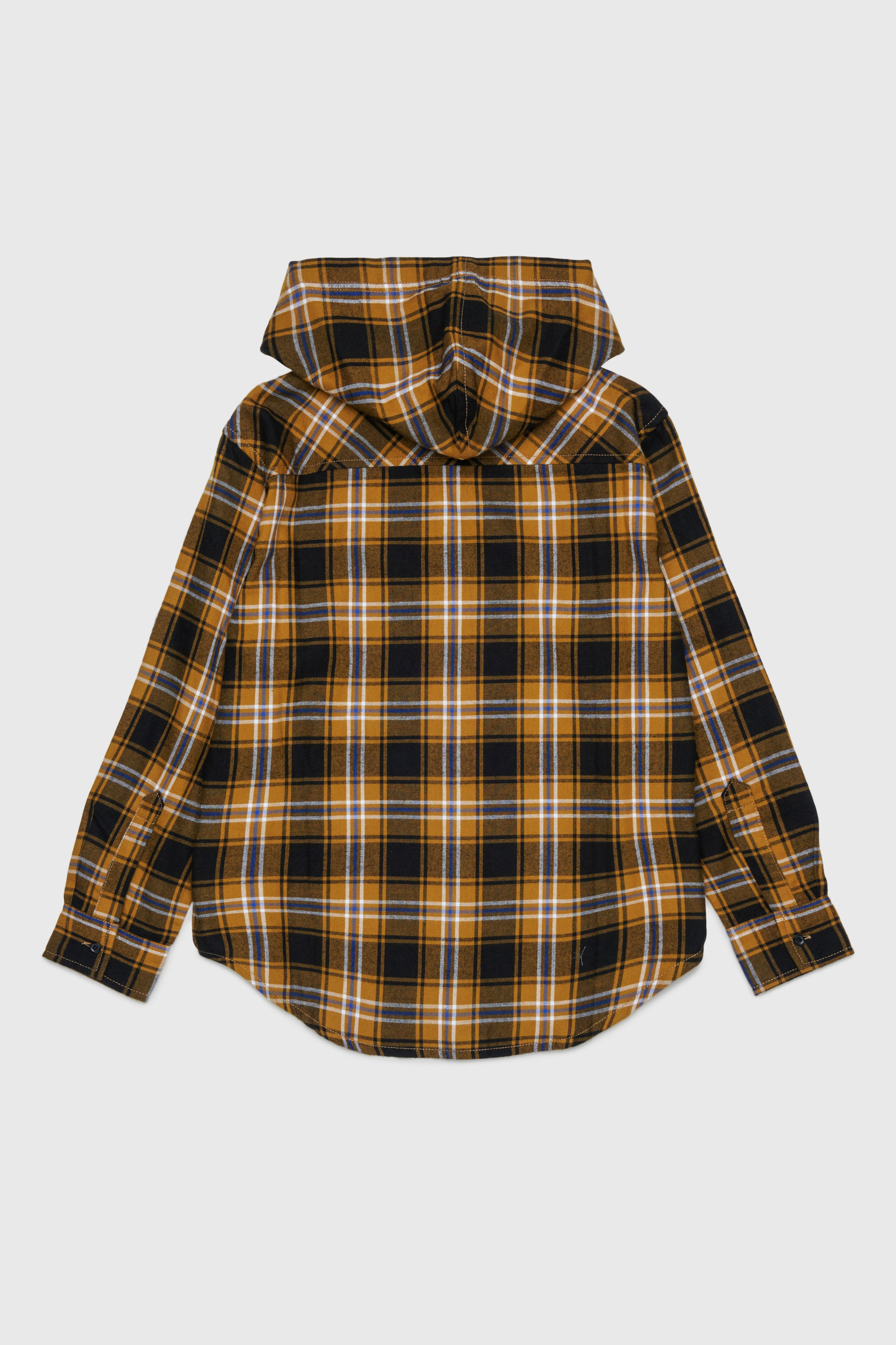 Diesel - CHECK OVER, Camisa de cuadros con capucha y Logo Oval D bordado Hombre in Marr&oacute;n - 2
