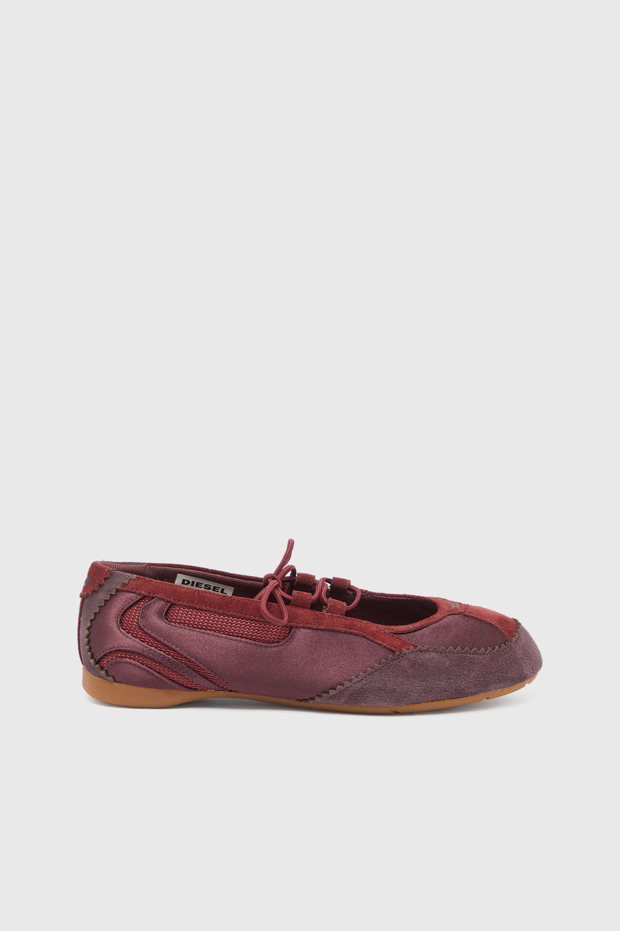 Diesel - D-MILE BALLERINA LACE UP II W, D-Mile - Bailarinas con cordones en piel y malla Mujer in Rojo - 1