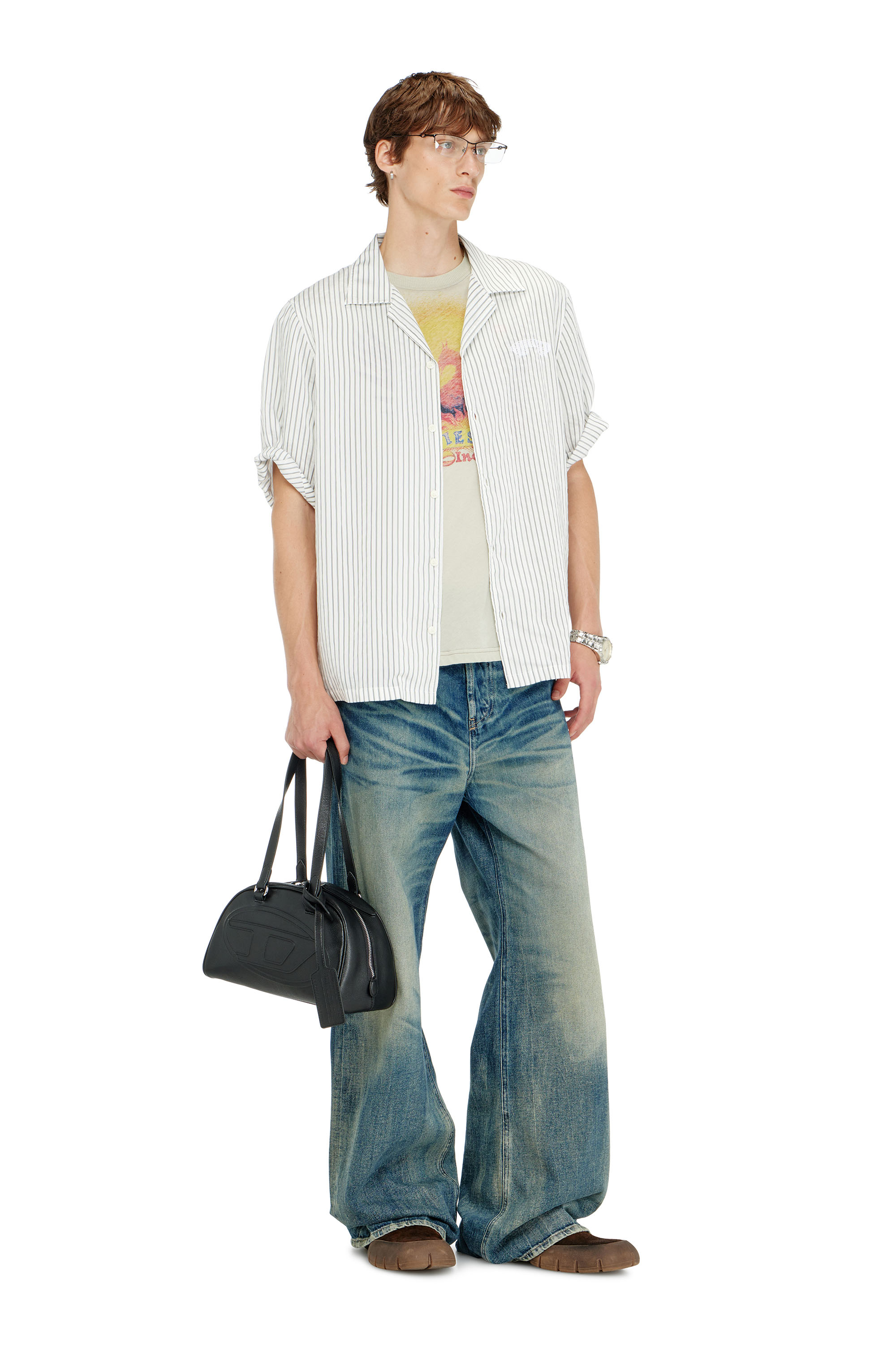 Diesel - S-MAC-EFBV, Camisa de manga corta en modal de rayas finas Hombre in Multicolor - 2