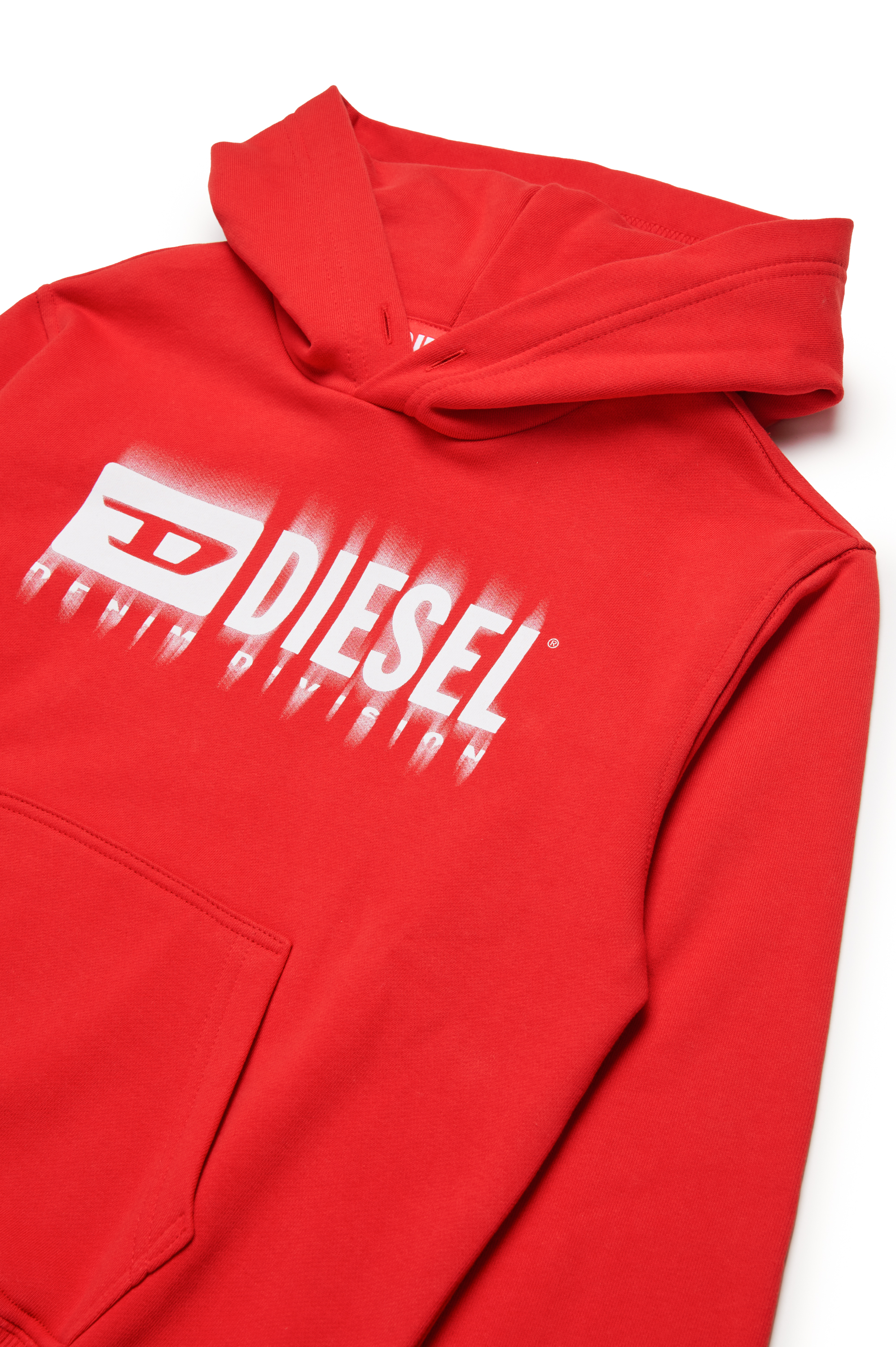 Diesel - SGINNHOODL5 OVER, Sudadera con capucha con logotipo manchado Hombre in Rojo - 3