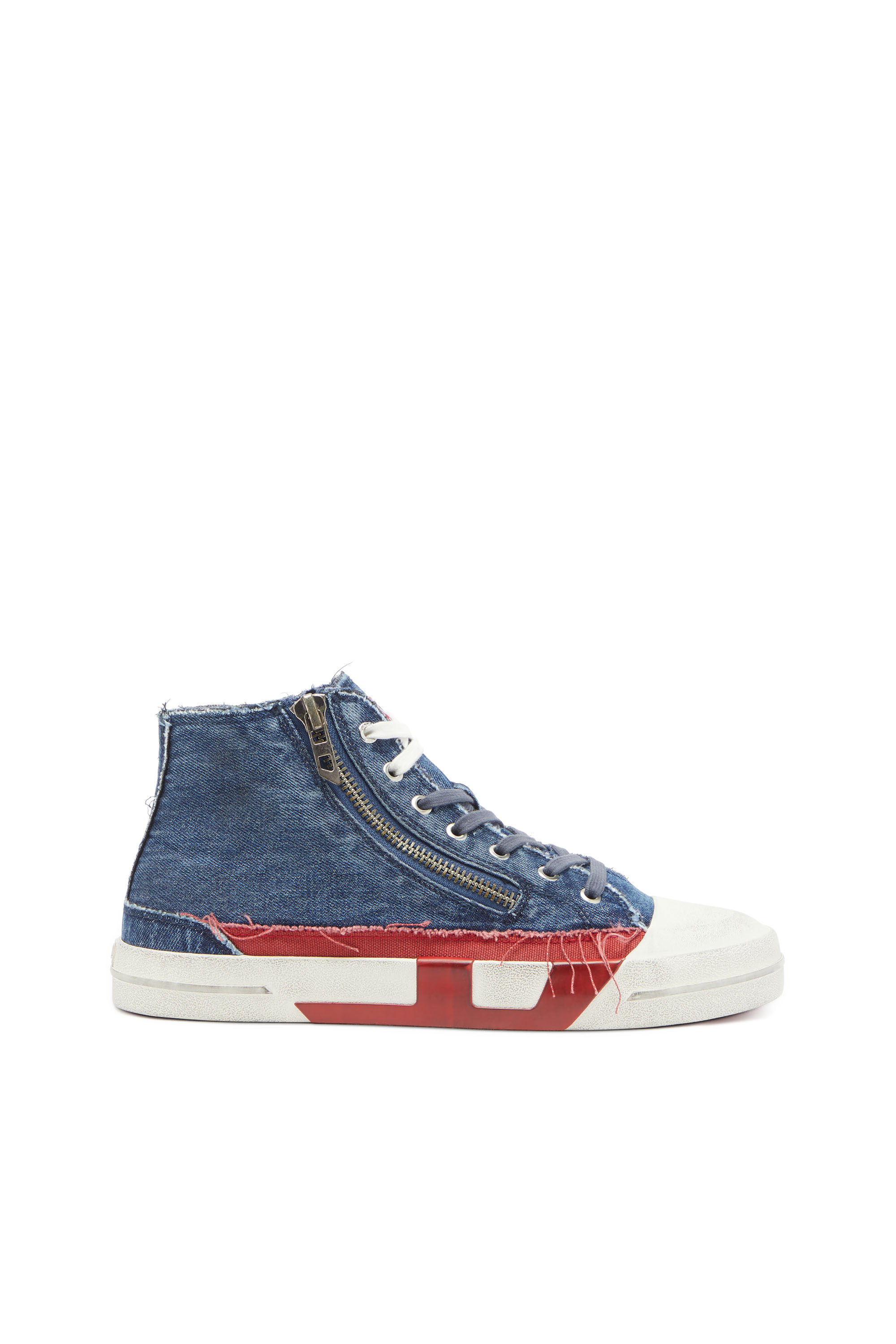 Diesel - S-D-VERSE ZIP MID II, S-D-Verse - Zapatillas denim con logo D Hombre in Azul marino - 1