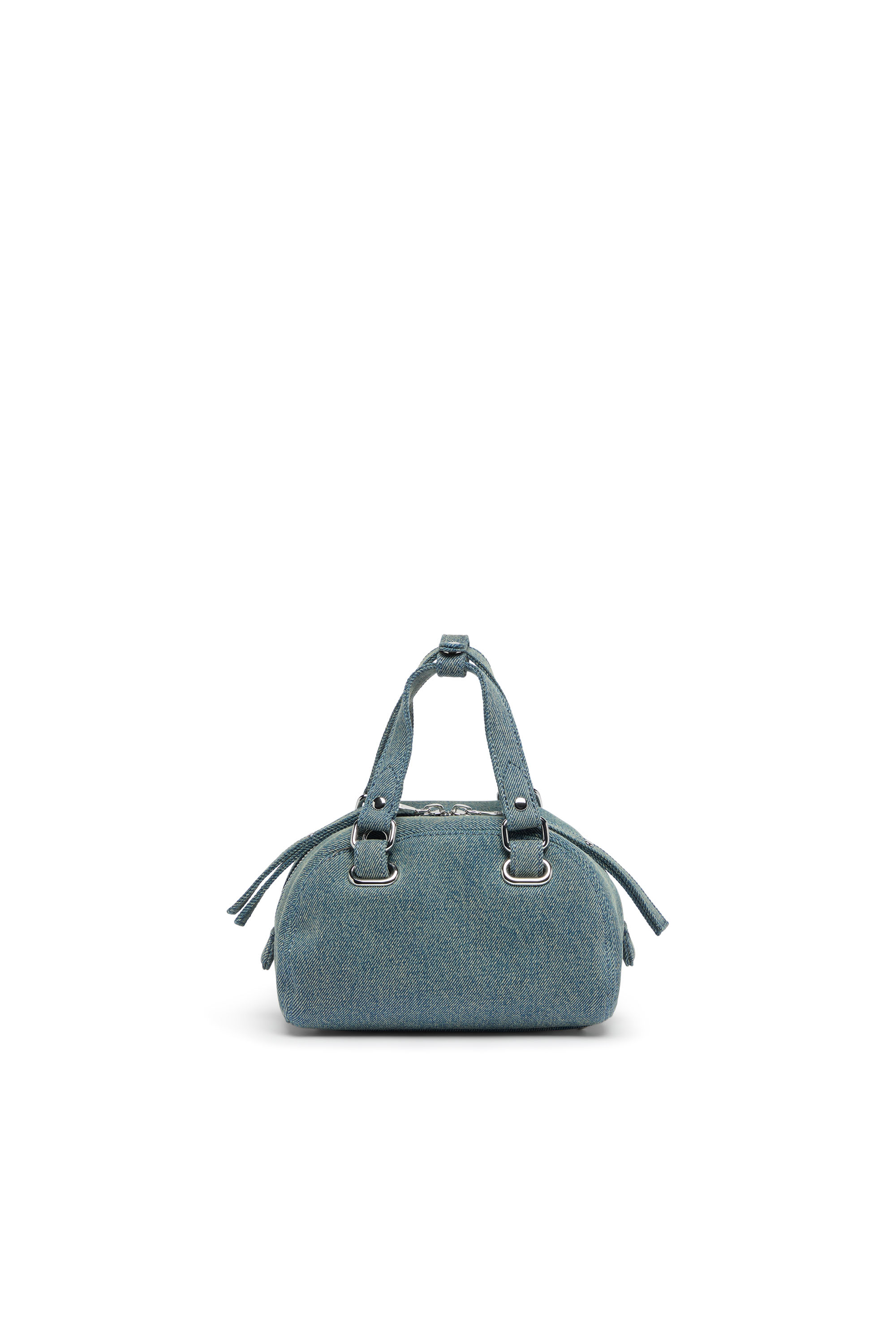 Diesel - 1DR DOME SOFT CROSSBODY, 1DR Dome-Peque&ntilde;o bolso bowling de denim con logo Oval D Unisex in Azul marino - 2