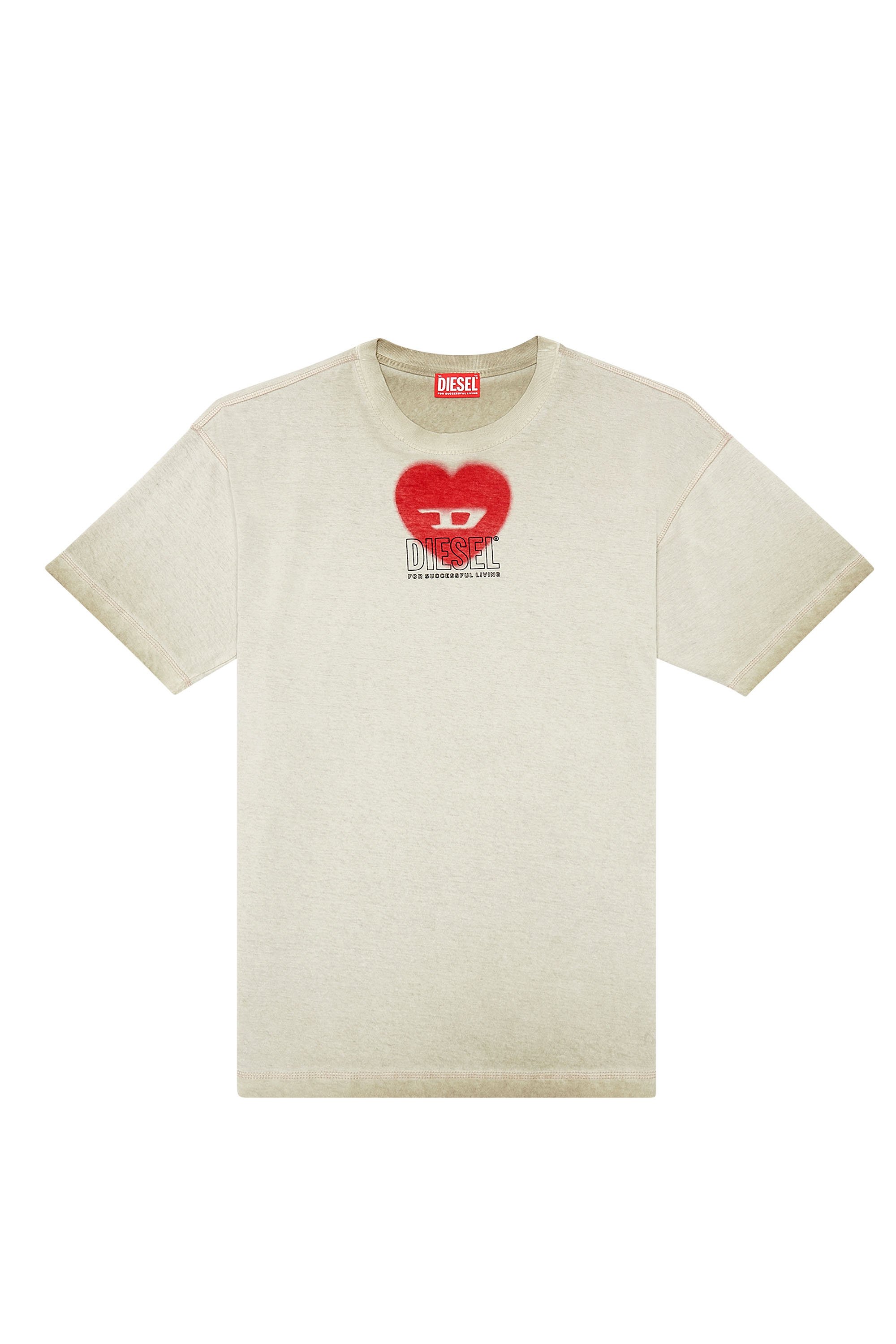 Diesel - T-BUXT-N4, Hombre Camiseta con estampado de corazón in Beige - Image 3
