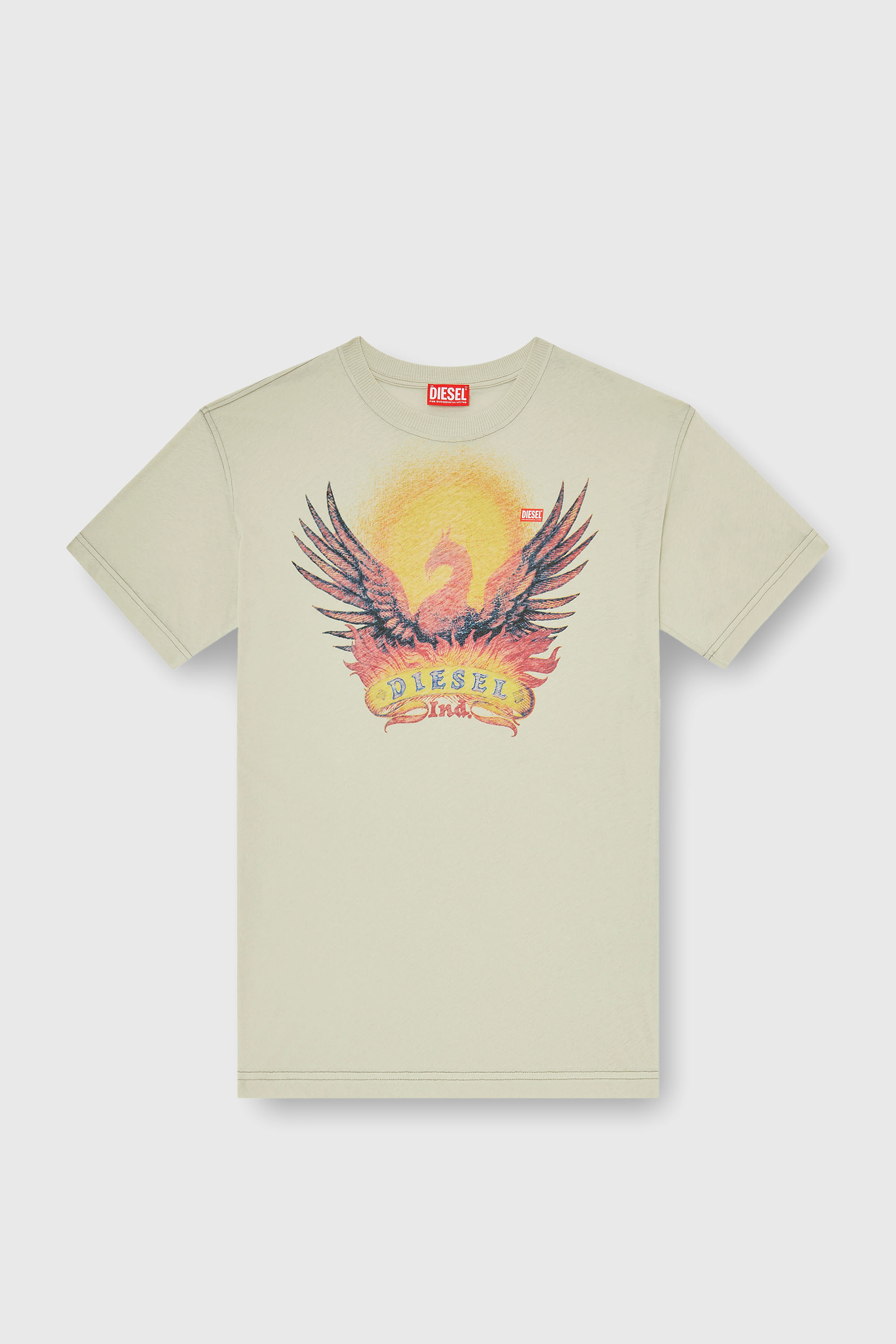 Diesel - T-NORM-AA1, Camiseta regular con estampado de f&eacute;nix Hombre in Beige - 2