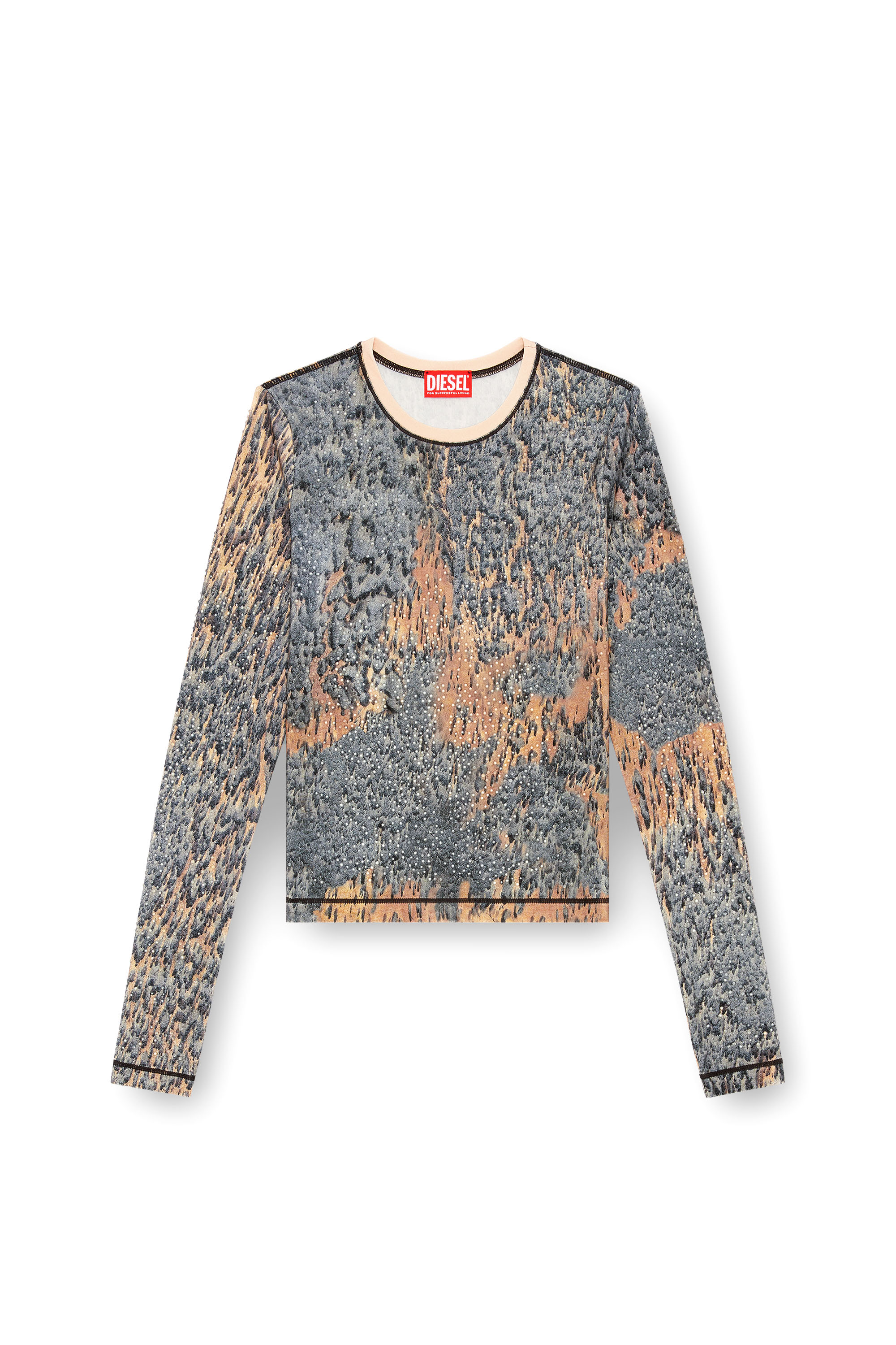 Diesel - T-CUTIE-LS, Camiseta con cristales y estampado Rain Camo Mujer in Multicolor - 3