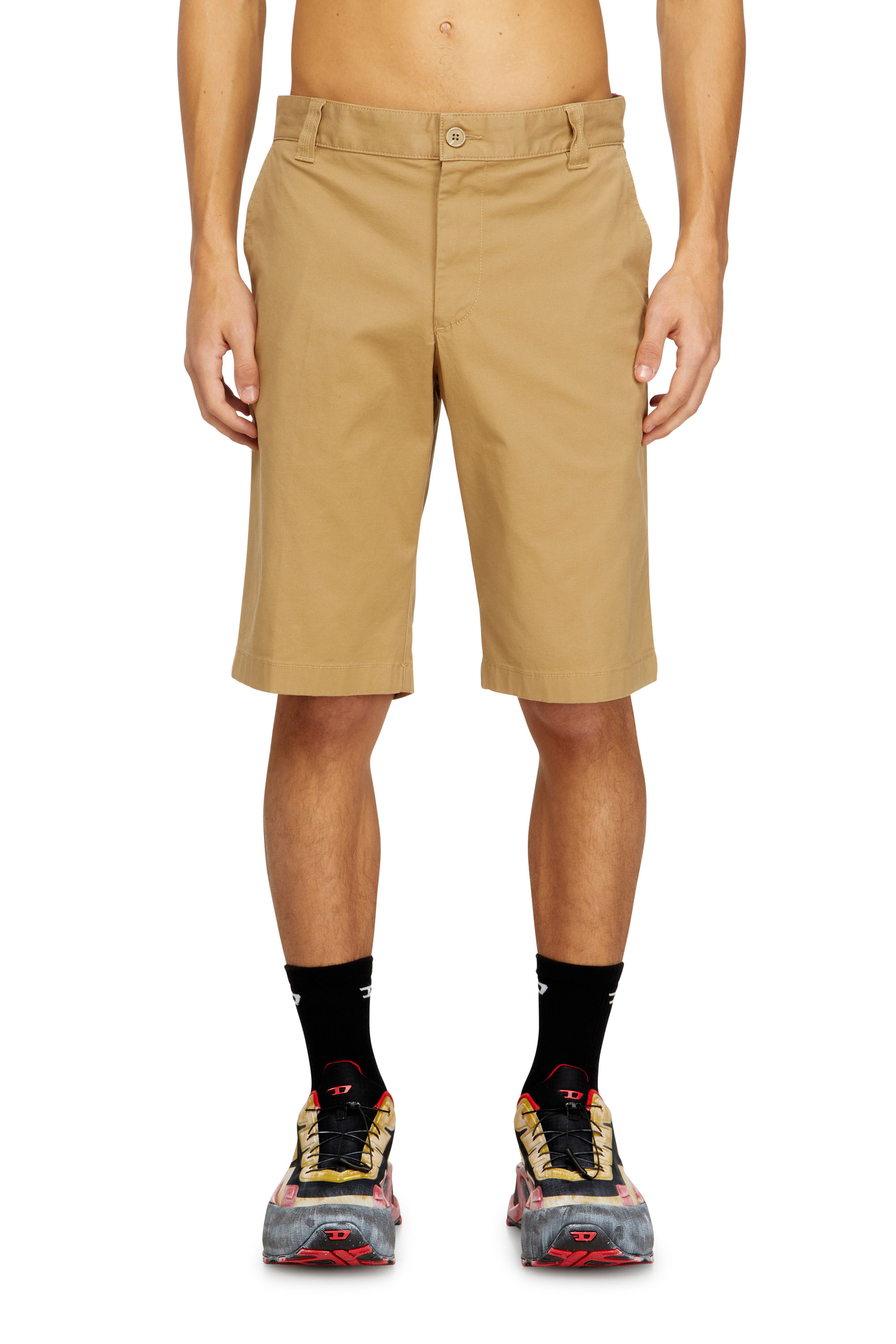 Diesel - P-DEFINE-SHORT-EPCH, Pantalones cortos de algodón lavado oscuro Hombre in Beige - 1