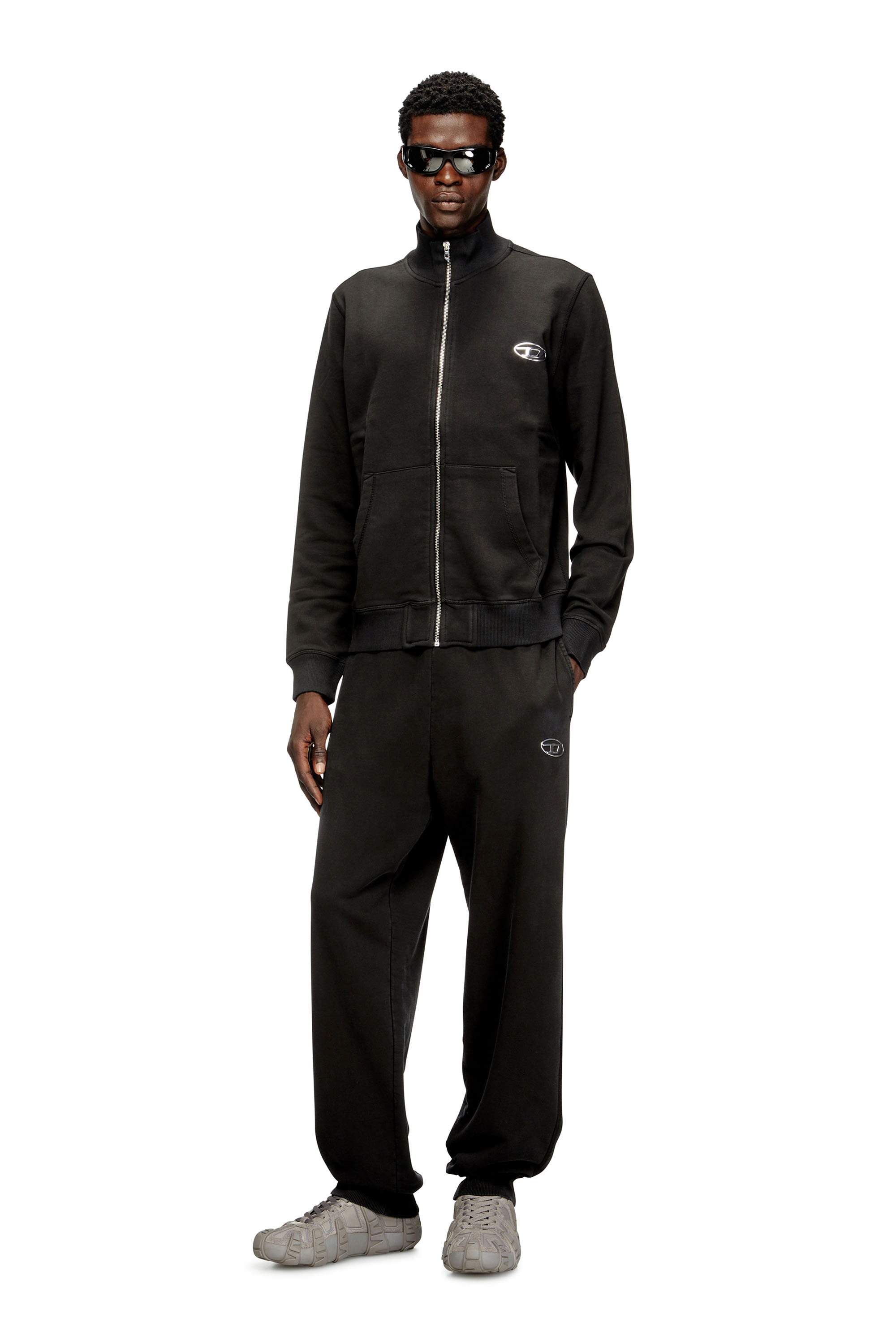 Diesel - S-GINN-ZIP-IOD, Sudadera con cuello simulado y Oval D metálico Hombre in Negro - 1