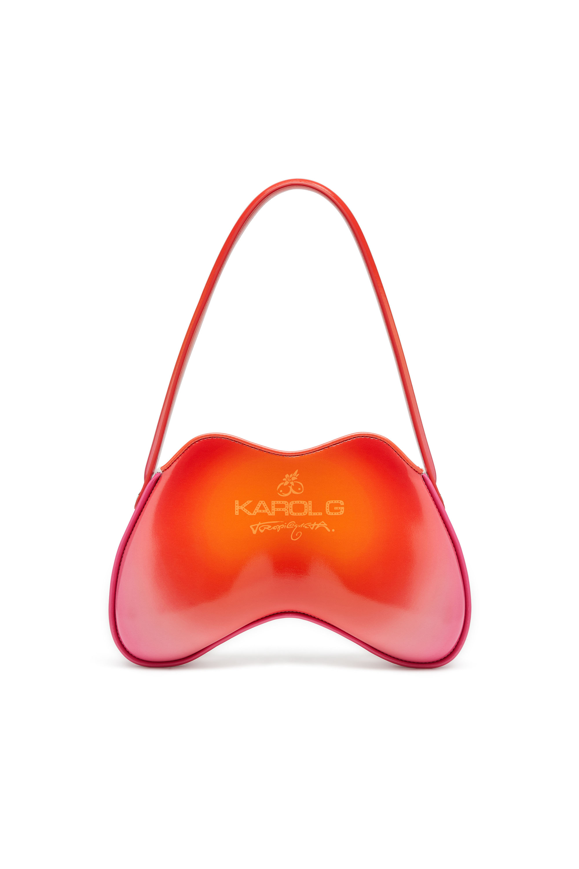 Diesel - K.G. DOUBLE-D SHOULDER, Double-D-Bolso de hombro brillante con estampado de loto Mujer in Blanco - 2