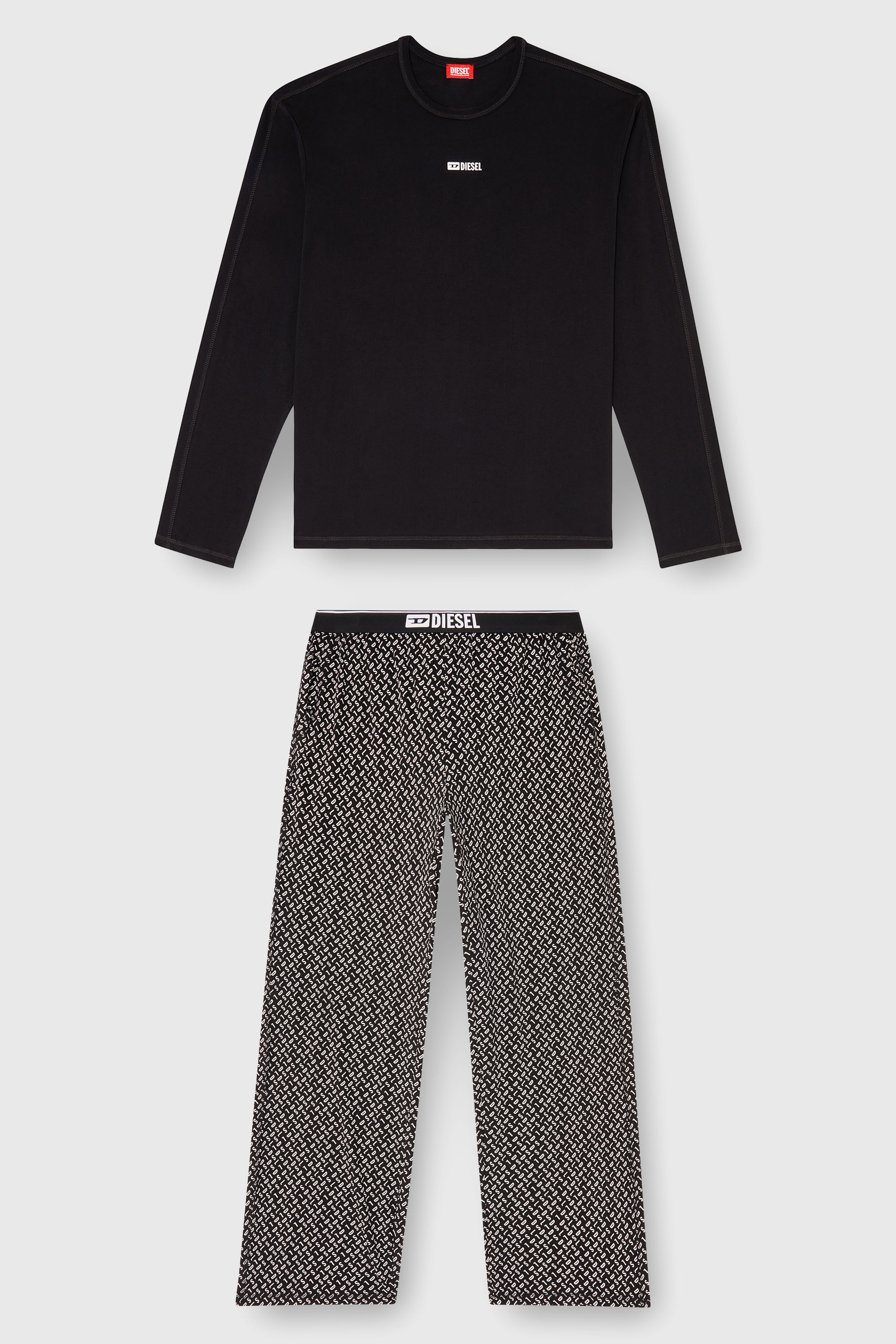 Diesel - SET-NOLAN-D-BOX, Pijama de algod&oacute;n con pantal&oacute;n estampado Hombre in Negro - 2