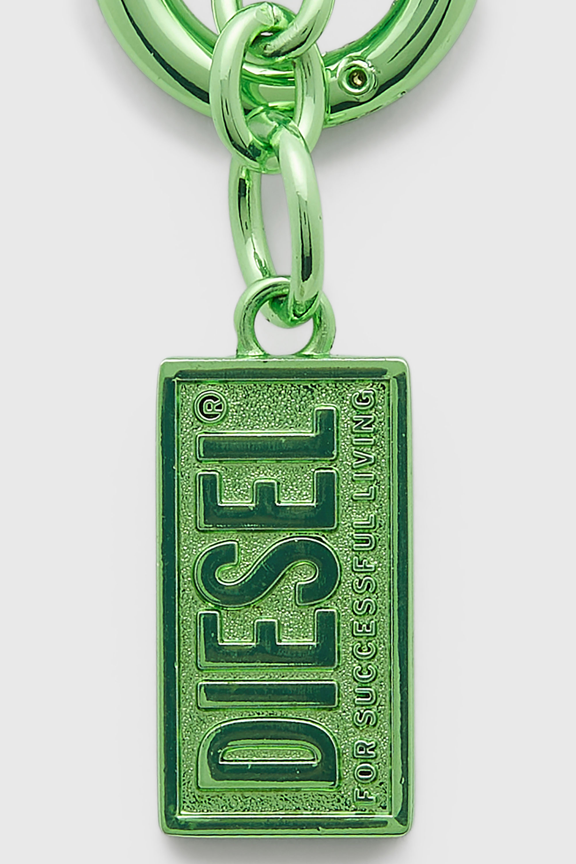 Diesel - CHARM-BISCOTTO, Llavero met&aacute;lico con charm logo Biscotto Mujer in Verde - 3