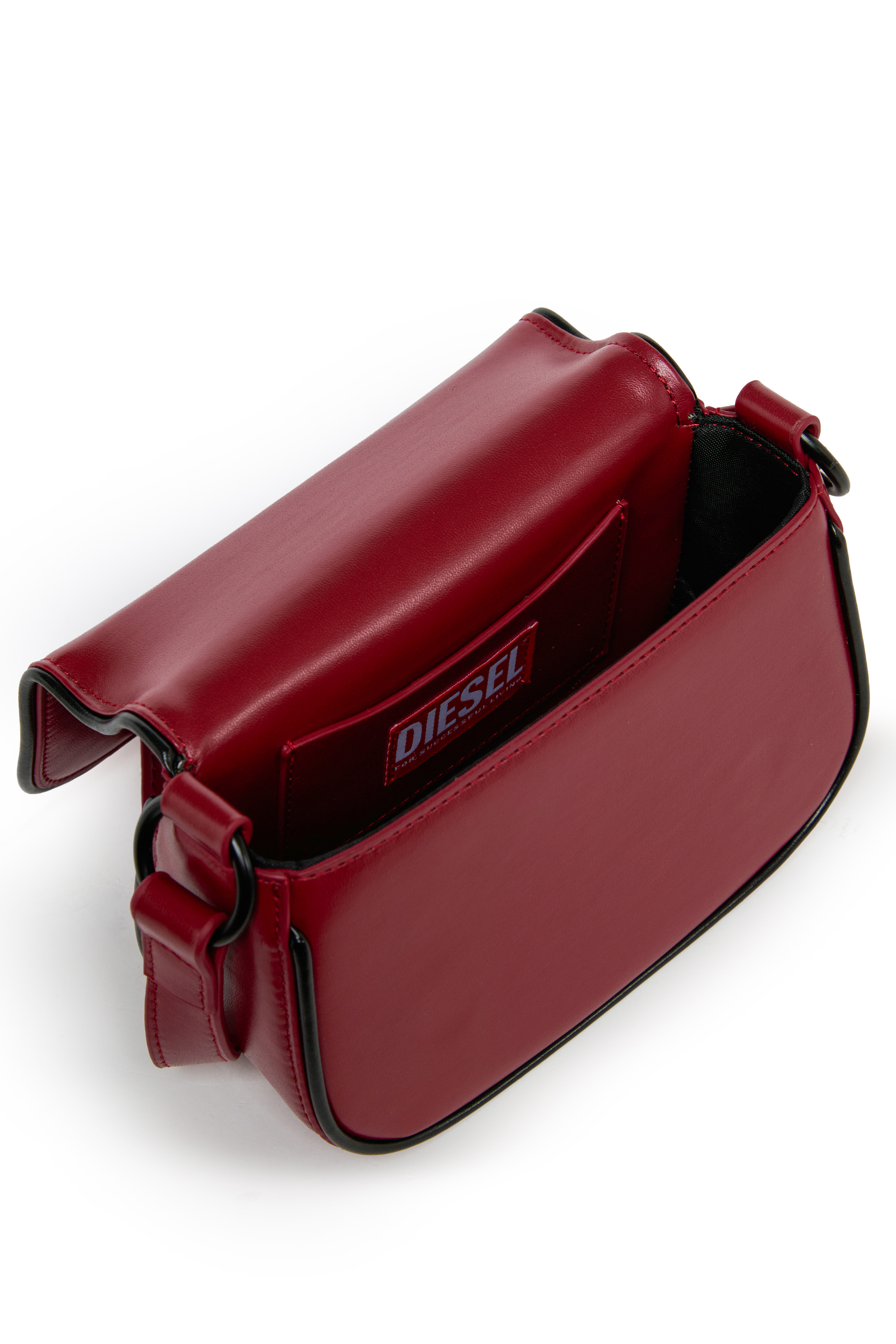 Diesel - WIRT, WIRT - Bolso bandolera con logo Oval D repujado Mujer in Rojo - 4