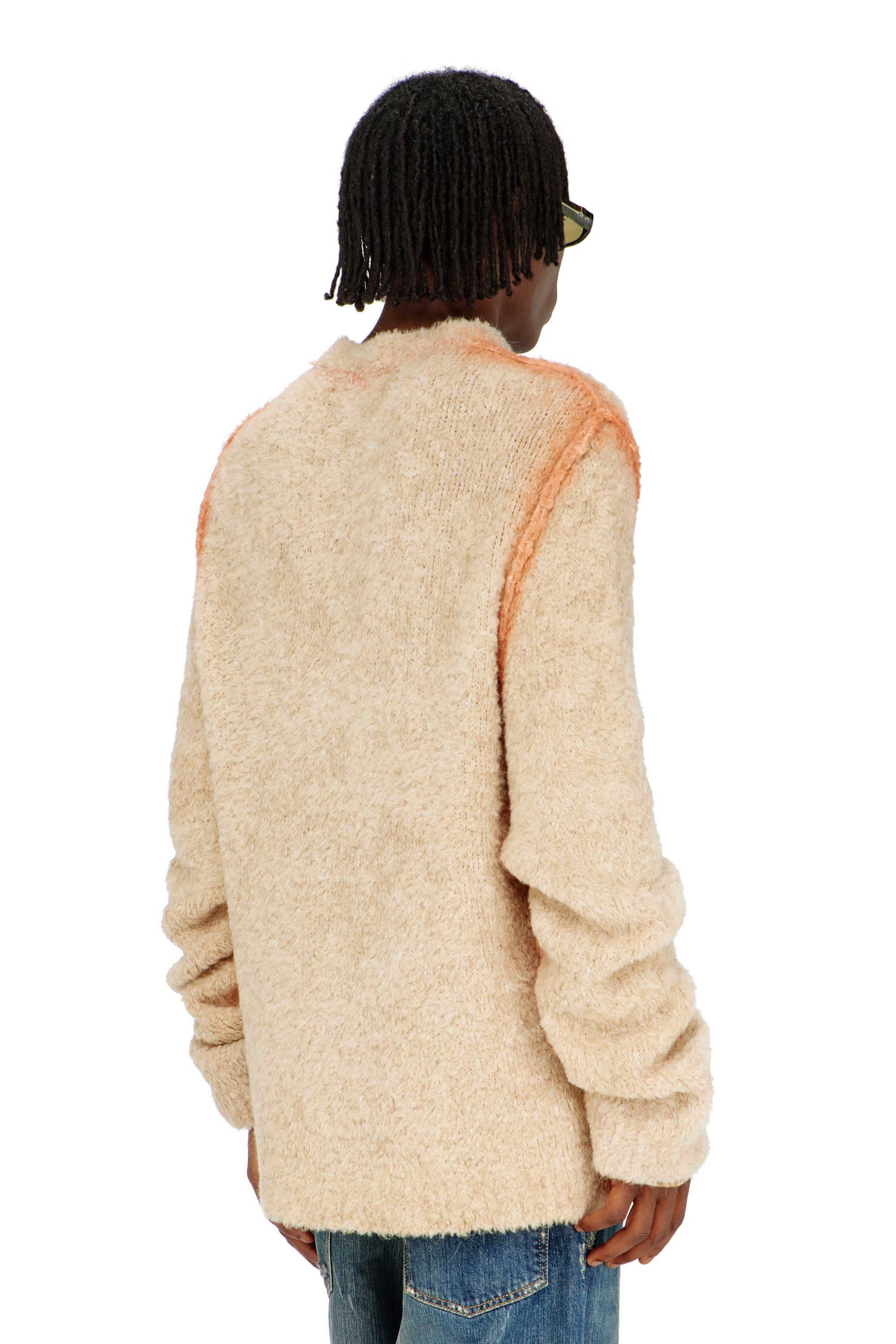Diesel - K-RIMI, Jersey de mezcla de alpaca con costuras te&ntilde;idas efecto spray Hombre in Marr&oacute;n - 4