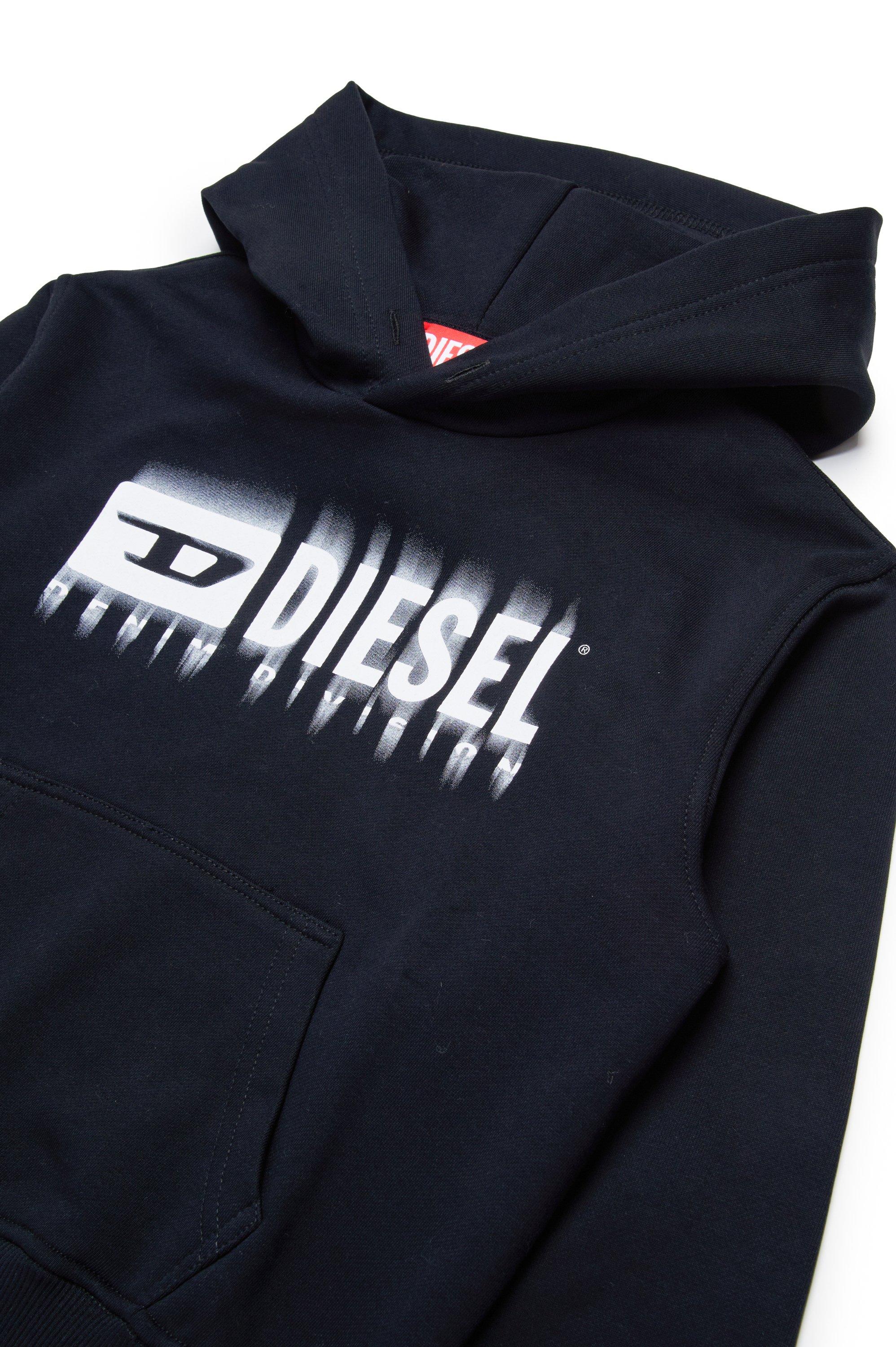 Diesel - SGINNHOODL5 OVER, Sudadera con capucha con logotipo manchado Hombre in Negro - 3