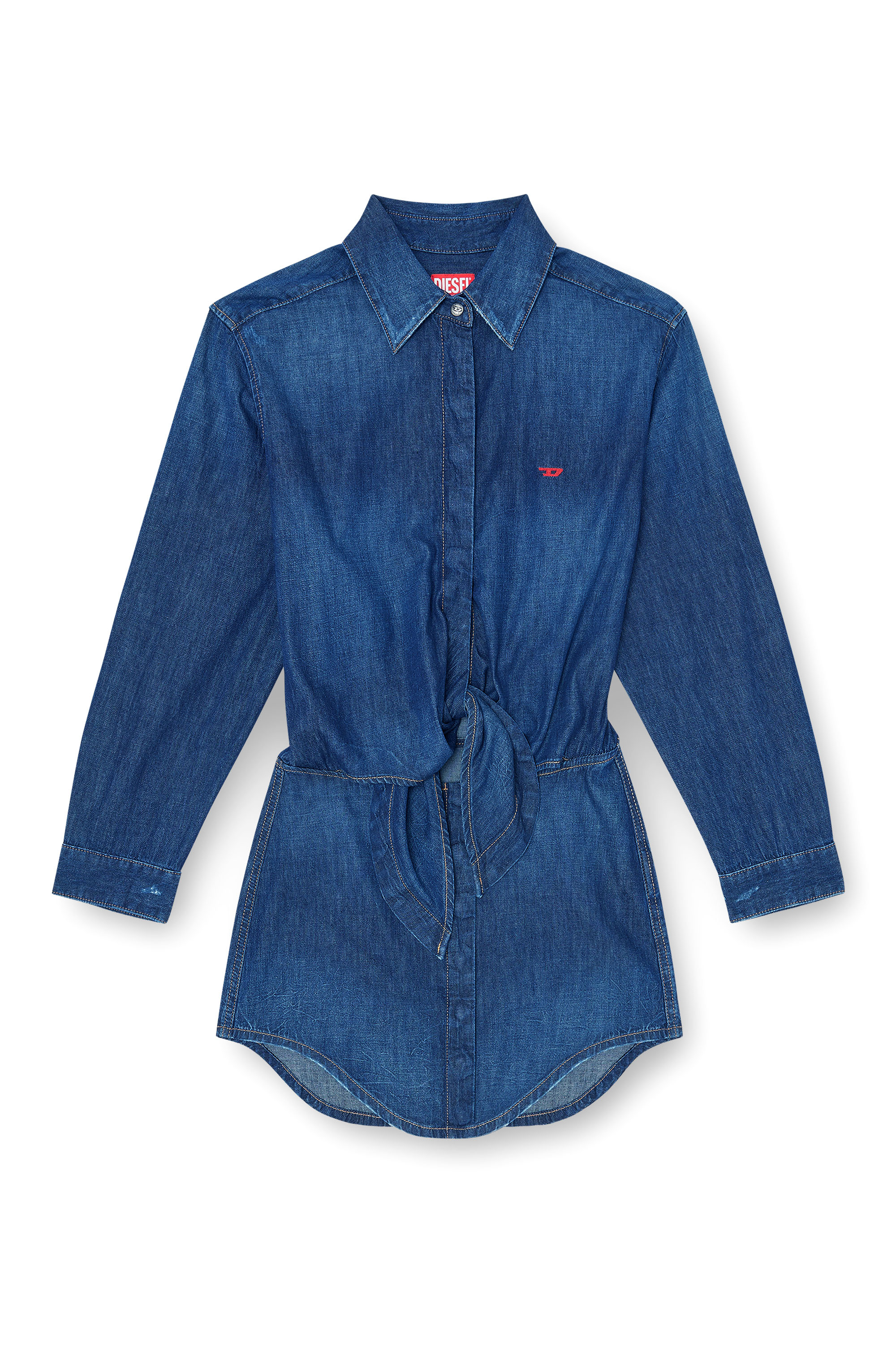 Diesel - DE-SUSAN-D, Vestido corto de denim de lavado oscuro Mujer in Azul marino - 1