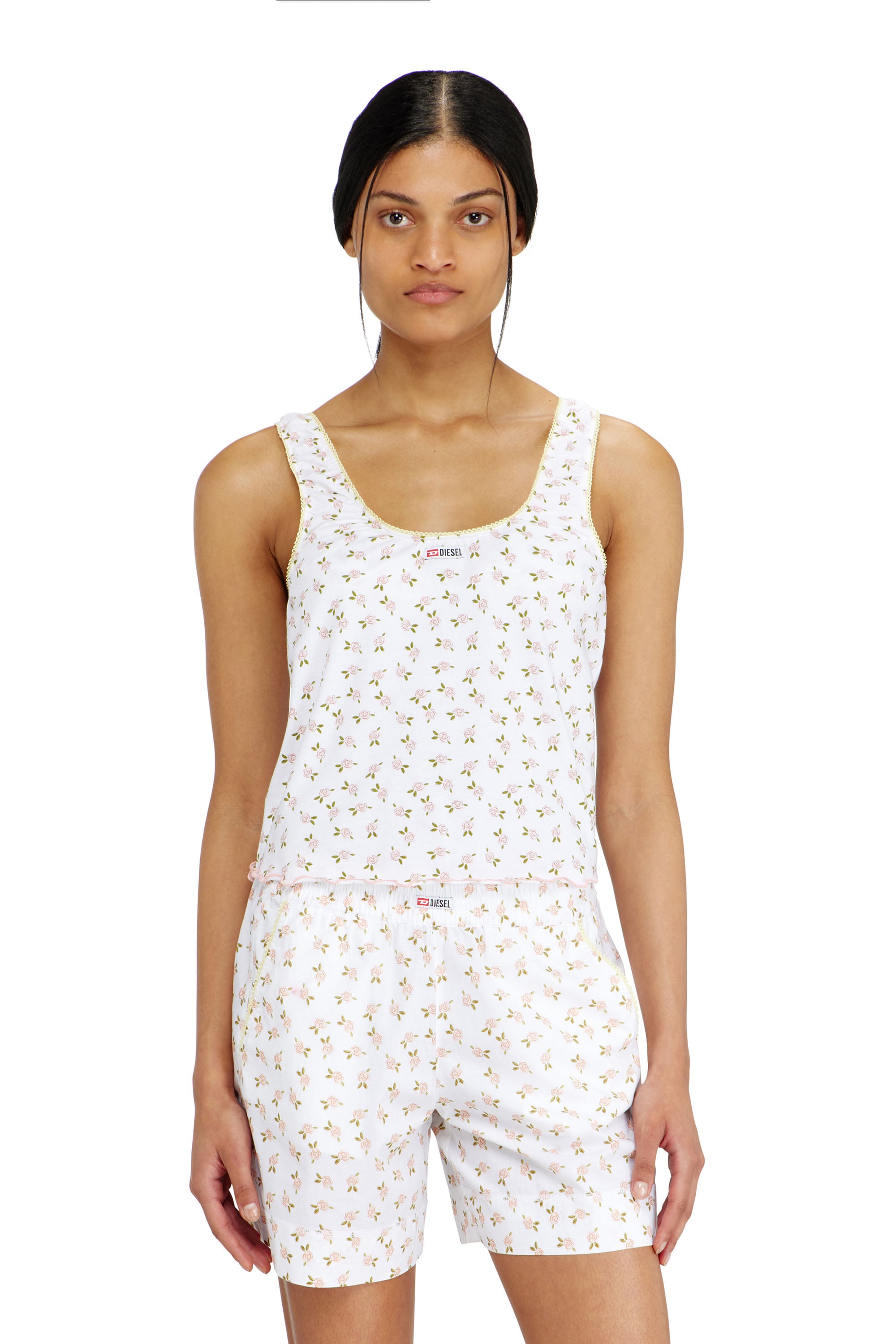 Diesel - GEORGIE-D-CORE, Top de algod&oacute;n stretch con estampado floral Mujer in Blanco - 2