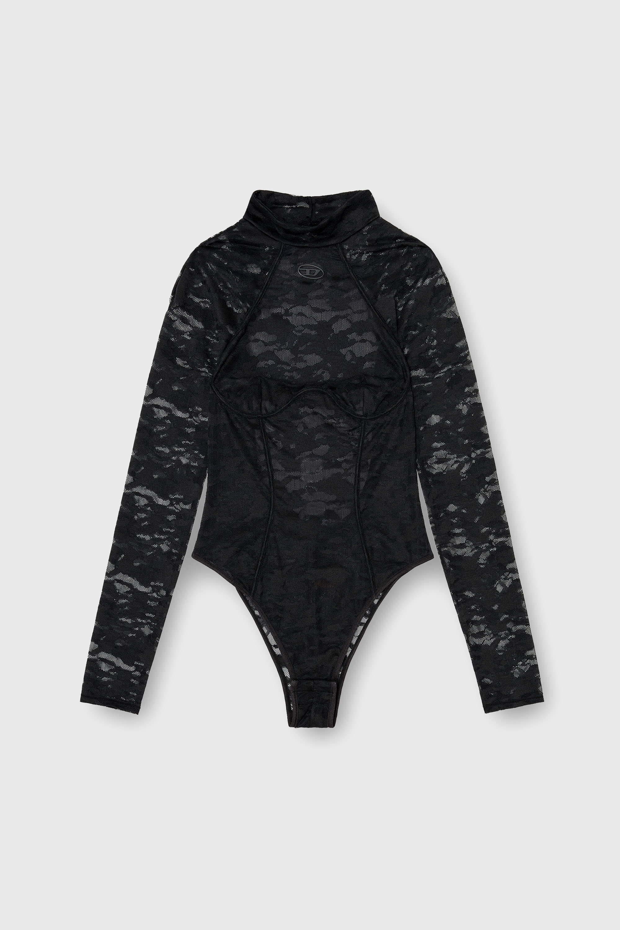 Diesel - VIVIAN-UTLT, Body de encaje de nailon con espalda abierta Mujer in Negro - 2
