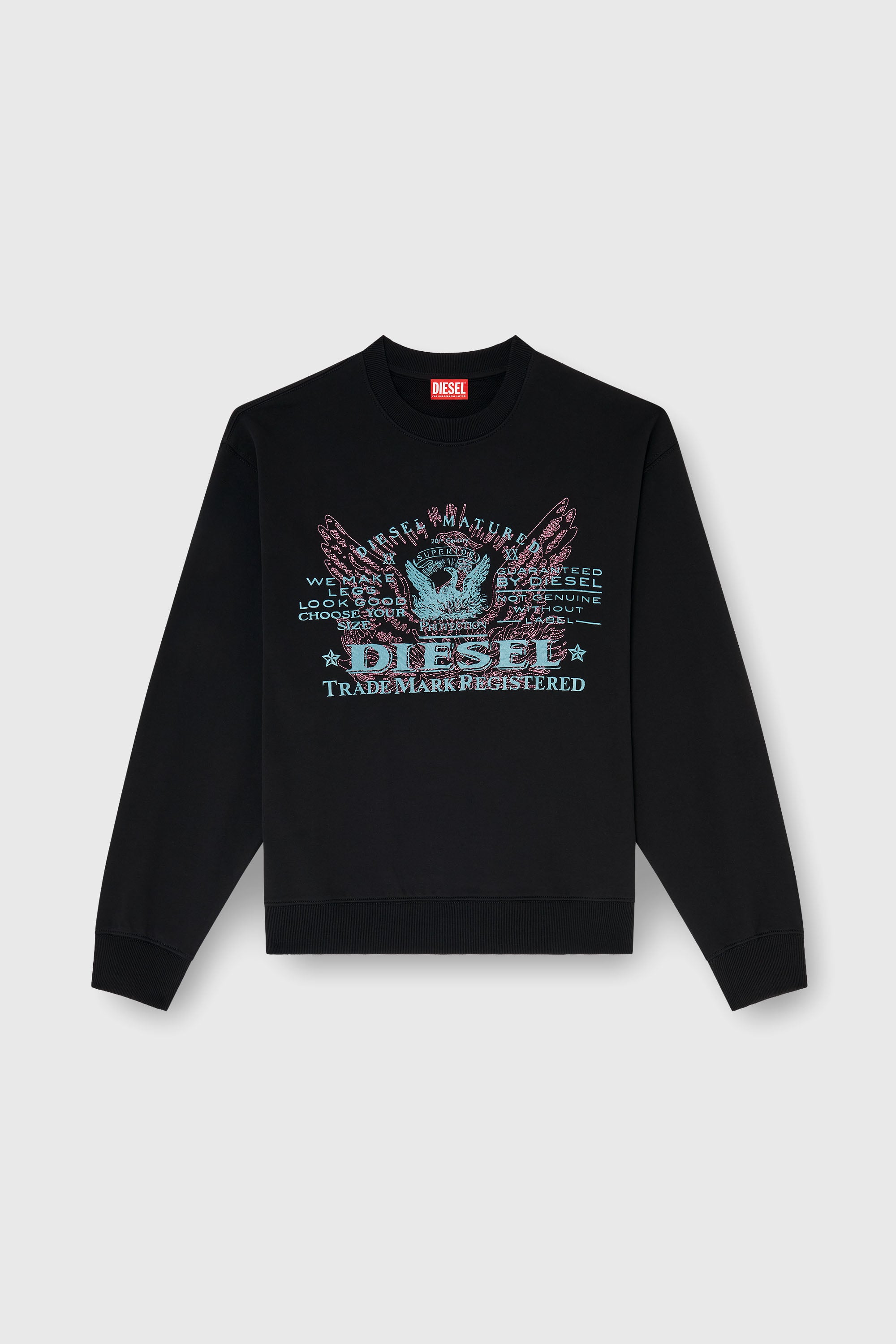Diesel - S-LUK-R-FEN-T92, Sudadera de algod&oacute;n con estampado gr&aacute;fico Hombre in Negro - 2