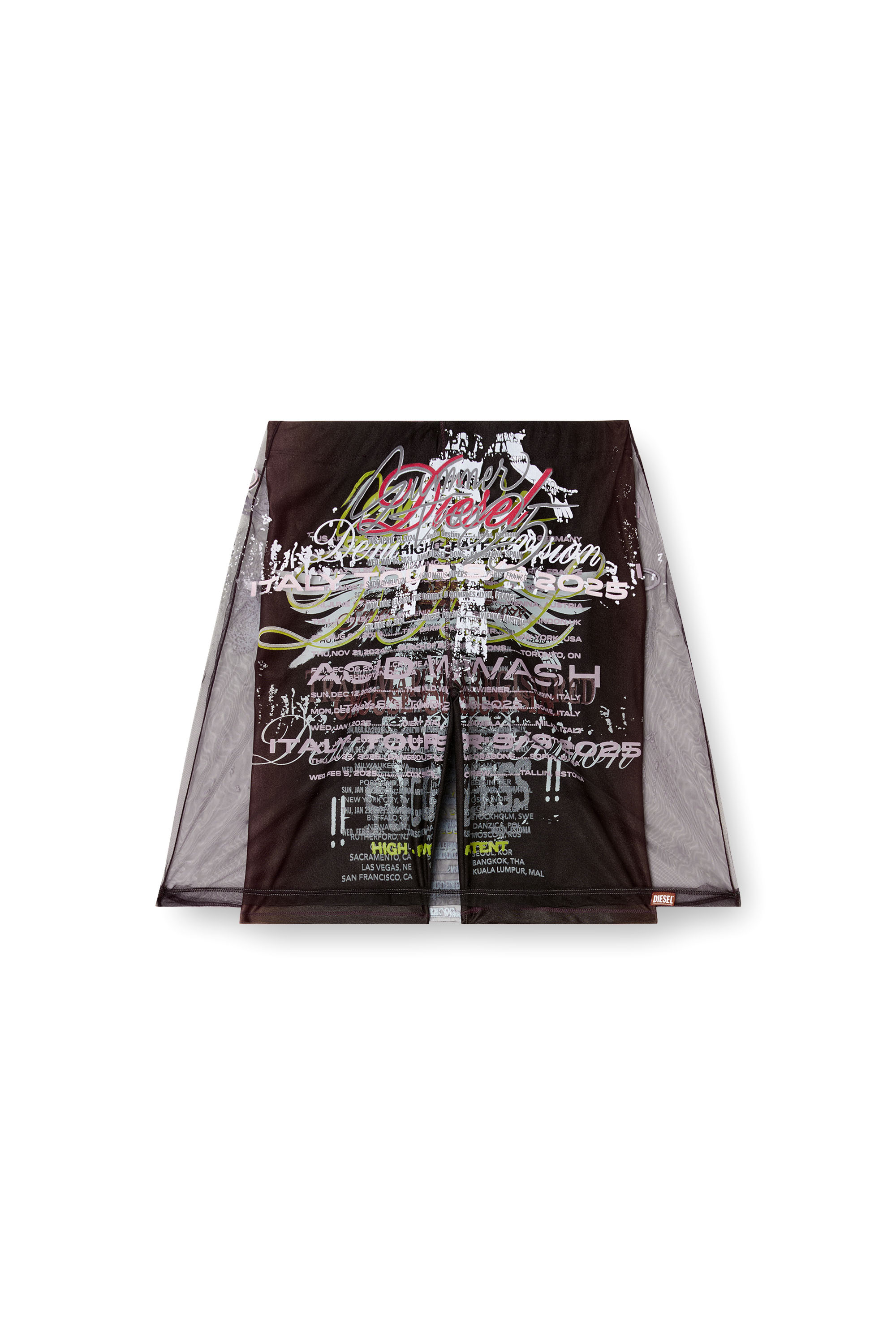 O-LYMPIAC-1, Negro Diesel - O-LYMPIAC-1, Falda con estampado de letras de canciones a capas Mujer in Negro - 2