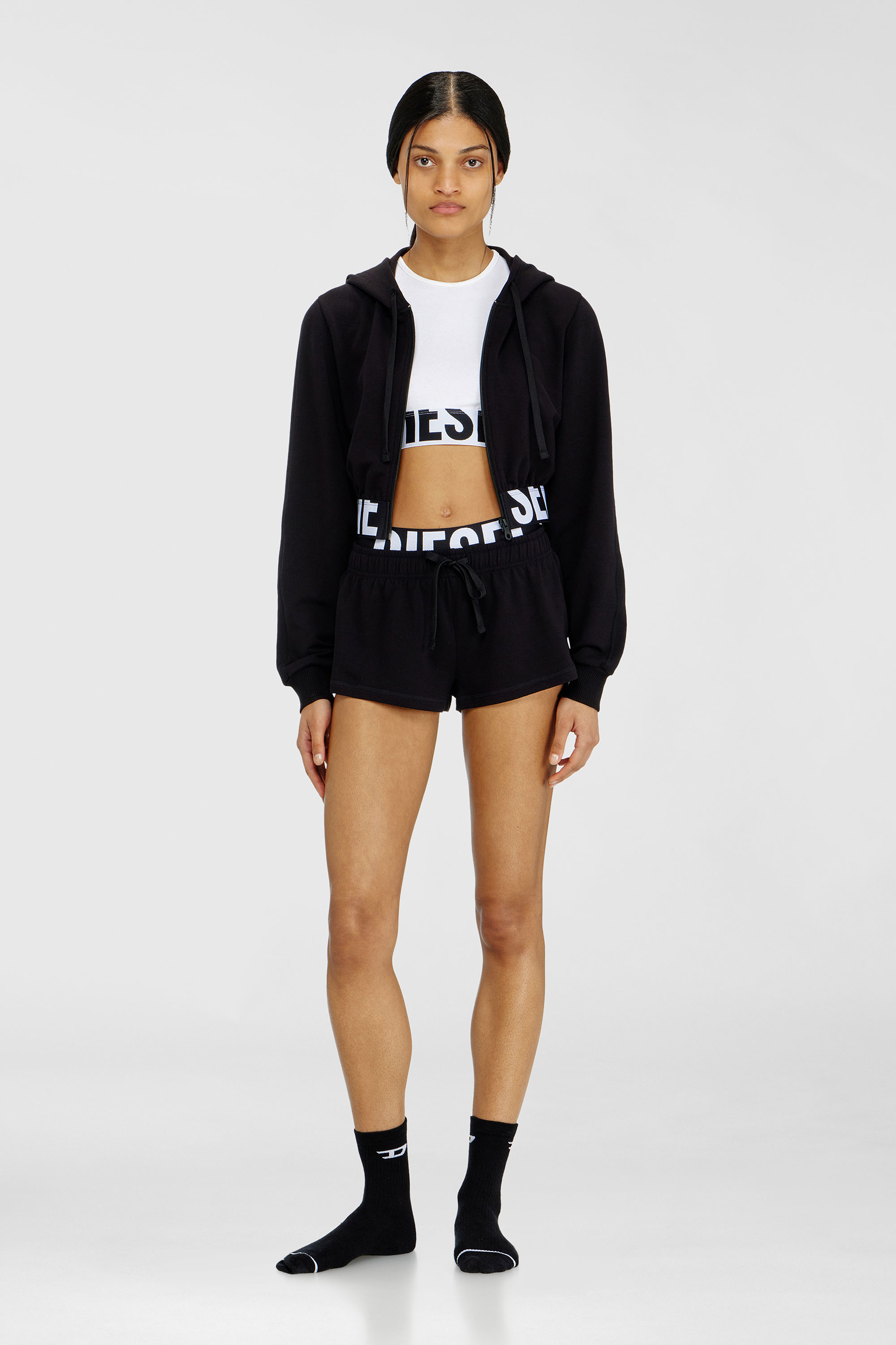 Diesel - MIRANDA-D-POP, Woman's Short pants in cotton Terry with Diesel logo in Black - 2