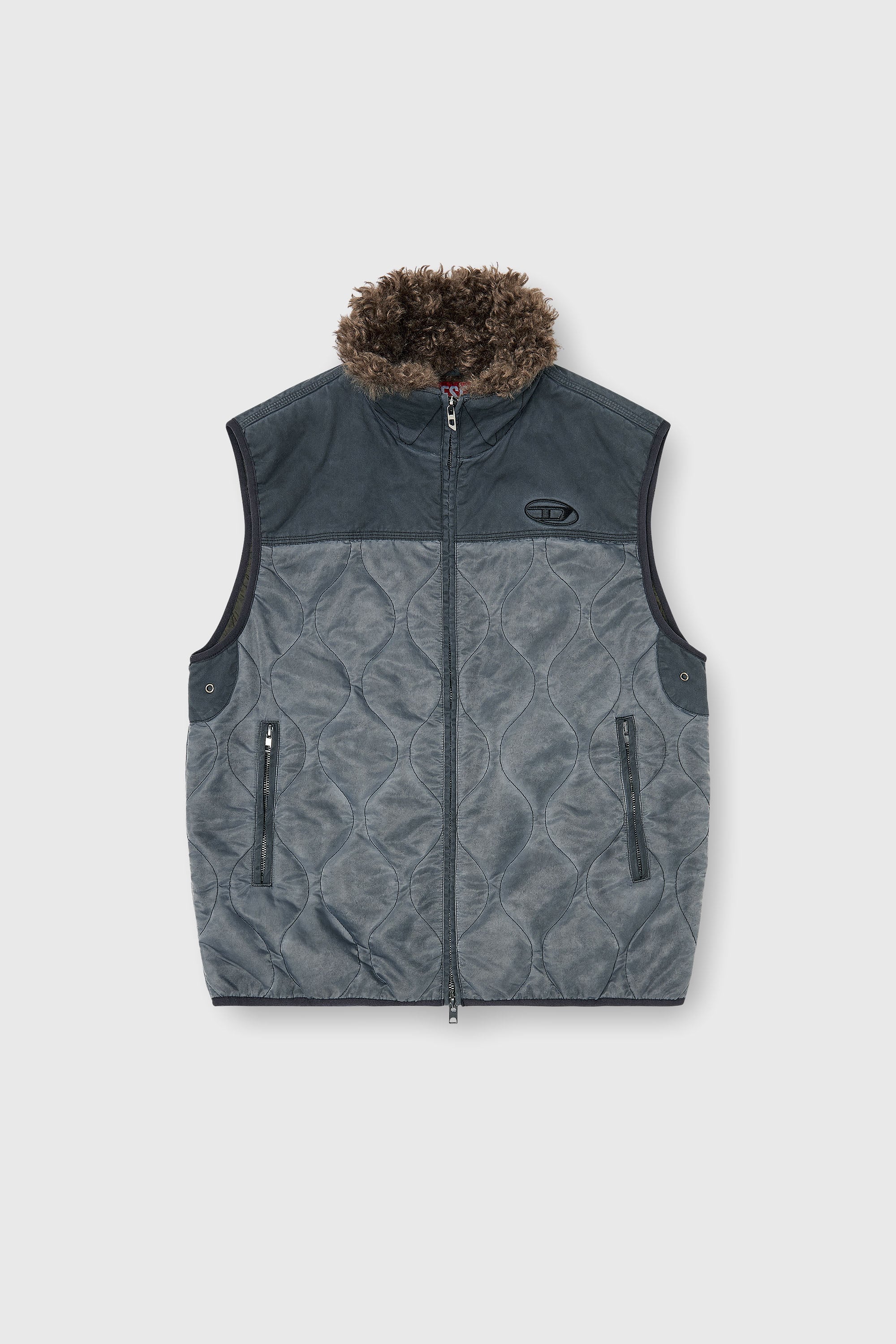 Diesel - J-ALVAR, Chaleco acolchado con cuello interior suave Hombre in Gris - 2