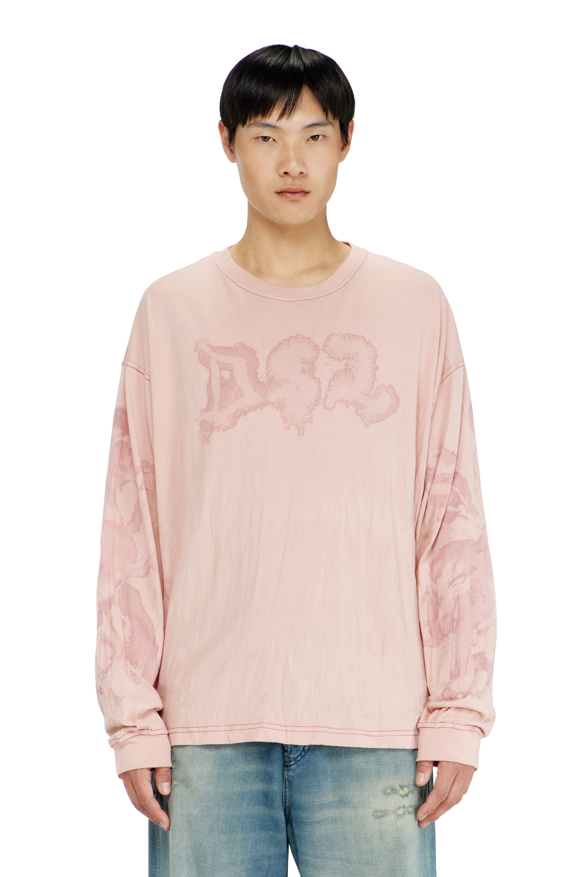 Diesel - T-BOXT-LS-AA4, Camiseta relaxed de manga larga con estampado irregular Hombre in Rosa - 3
