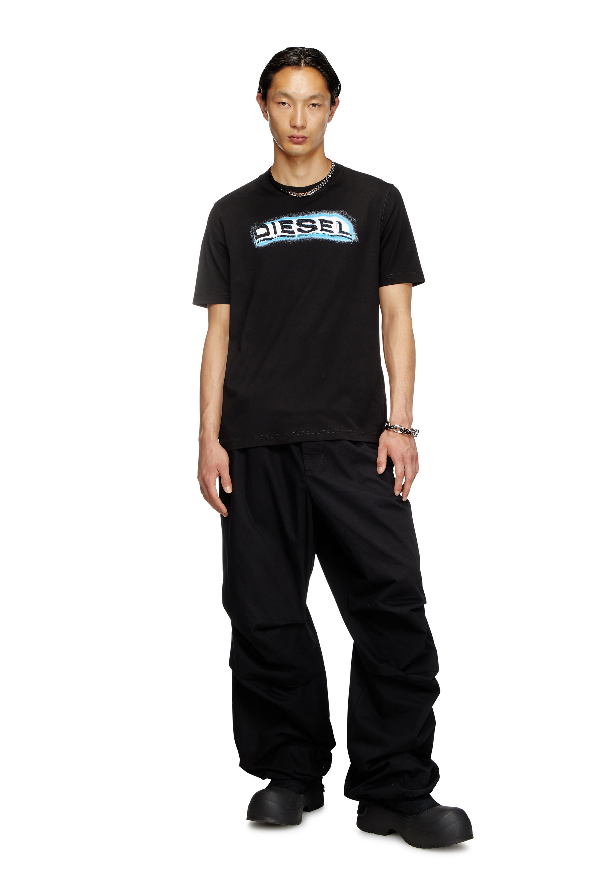 Diesel - T-ADJUST-R4, Camiseta con logotipo estampado en relieve Hombre in Negro - 2