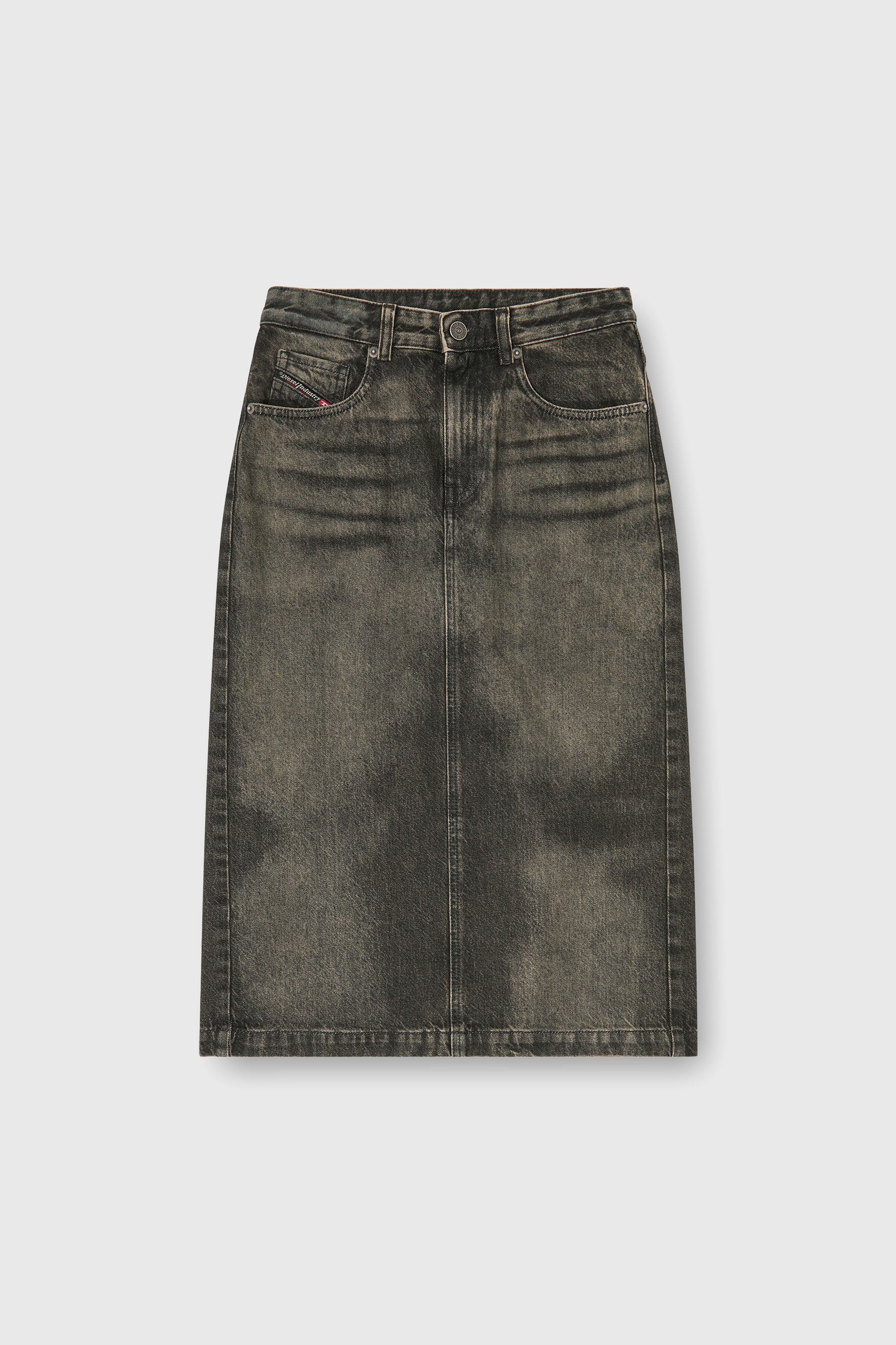 Diesel - DE-PENDY-FSJ, Falda l&aacute;piz de denim con efecto desgastado Mujer in Negro - 2