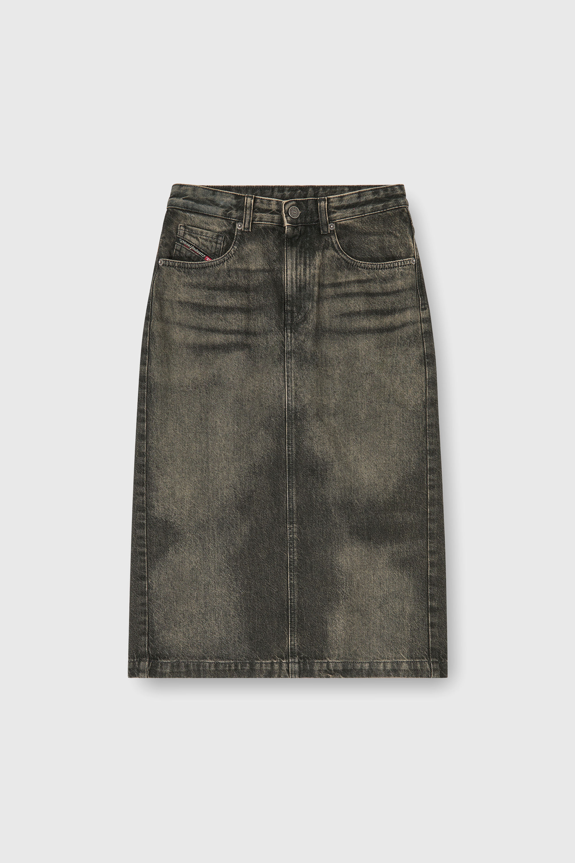 Diesel - DE-PENDY-FSJ, Falda l&aacute;piz de denim con efecto desgastado Mujer in Negro - 2