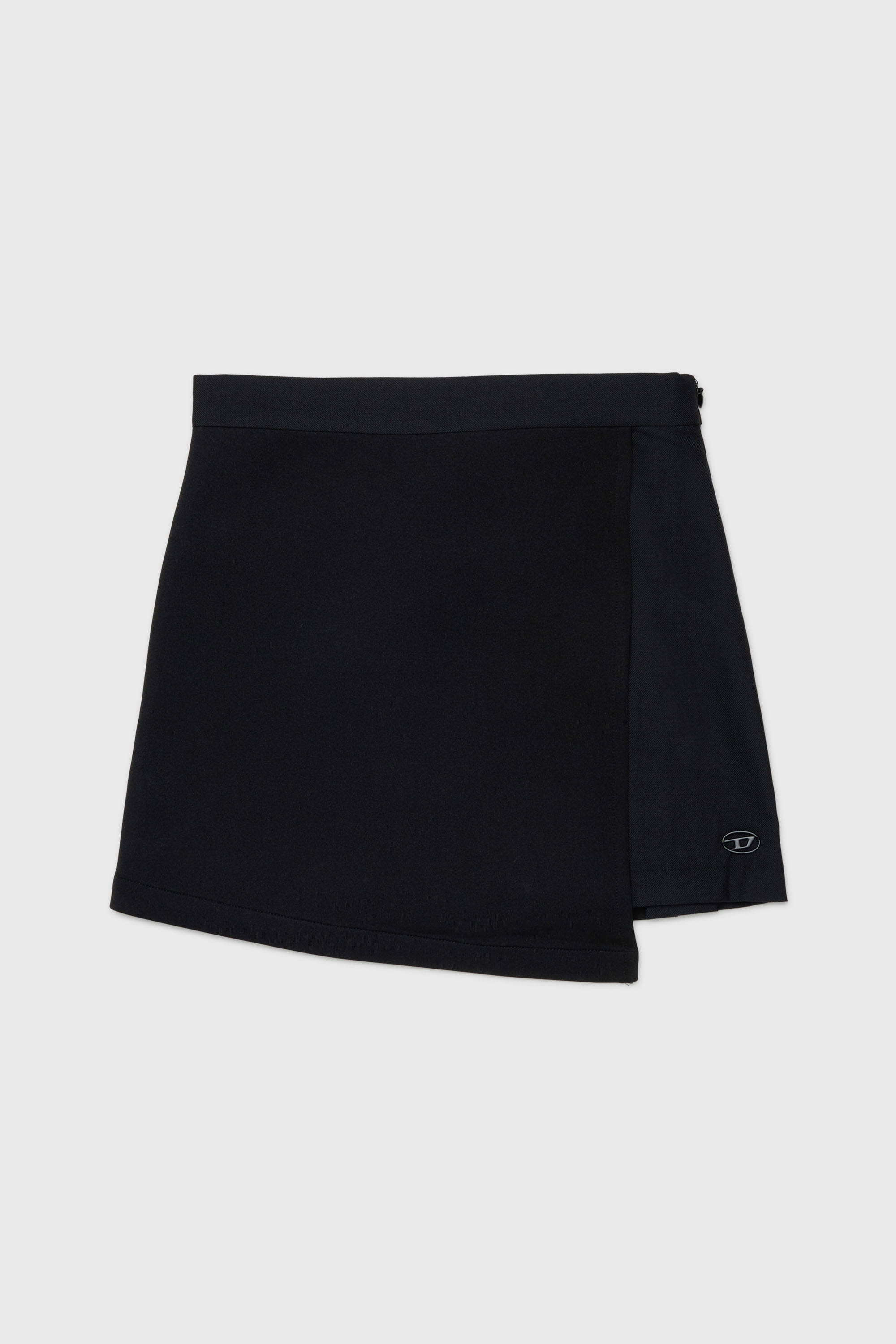 Diesel - GREBY, Falda mini efecto wrap con pliegues en la parte trasera Mujer in Negro - 2