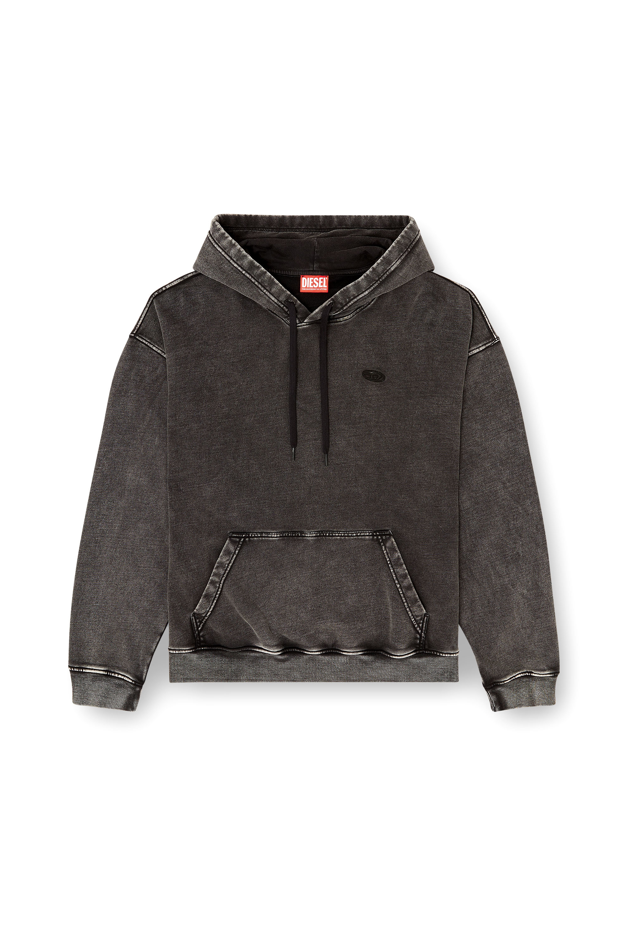 Diesel - S-BOXT-HOOD-DEN, Sudadera con parche trasero de corte bruto Hombre in Gris - 3